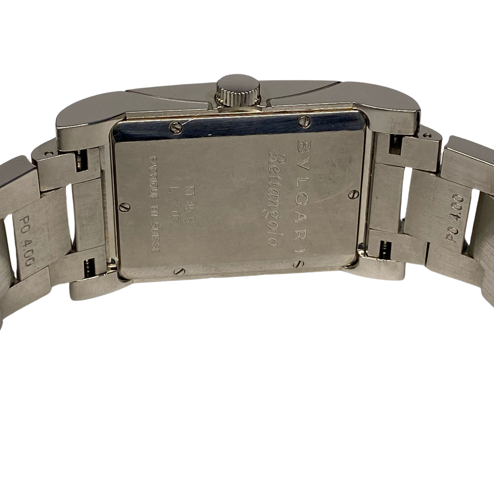 BVLGARI Rettangolo RT45S Automatic Watch Mens– 45mm – White Dial –Stainless Steel