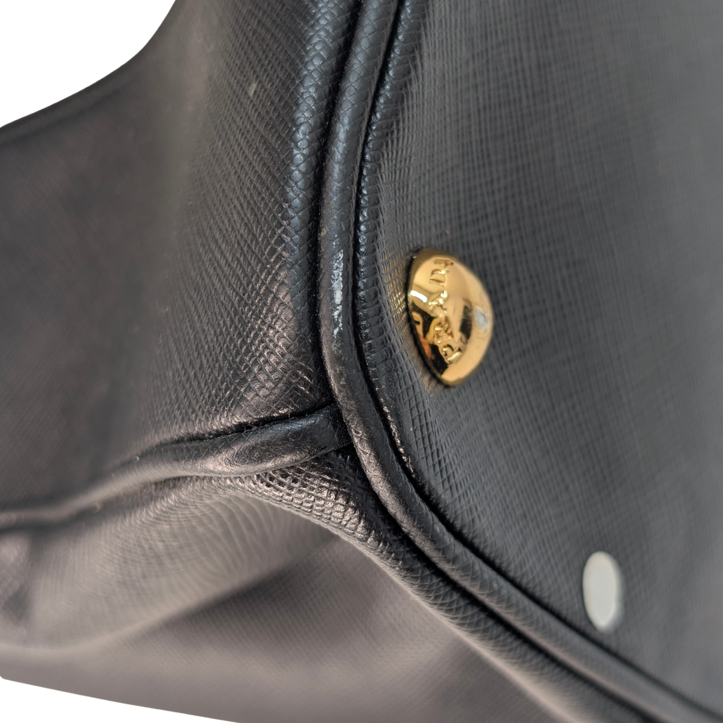 Prada Saffiano Lux Medium Galleria Double Zip Tote Bag Black X White