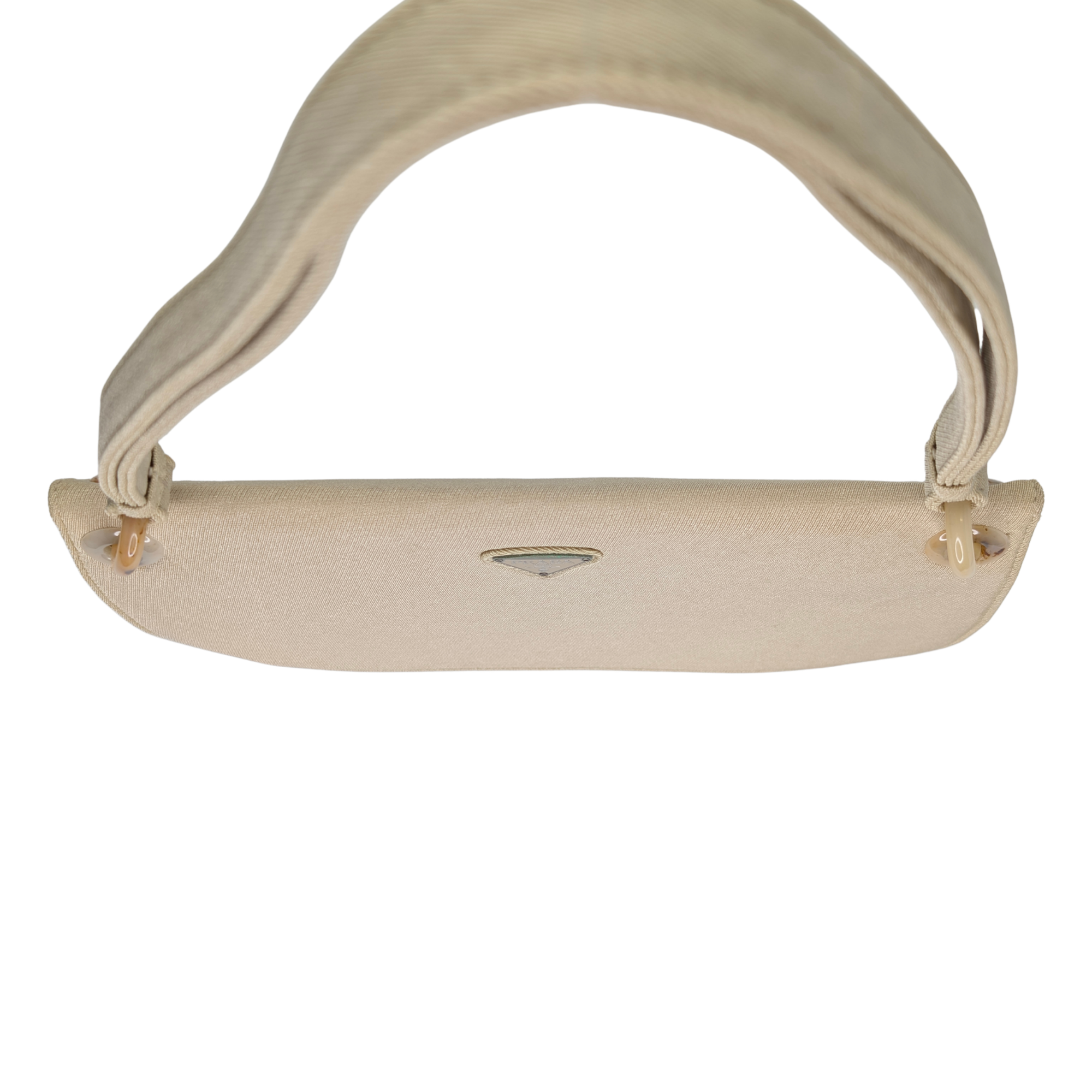 Prada Canvas & Tortoise Shell Shoulder Bag Beige