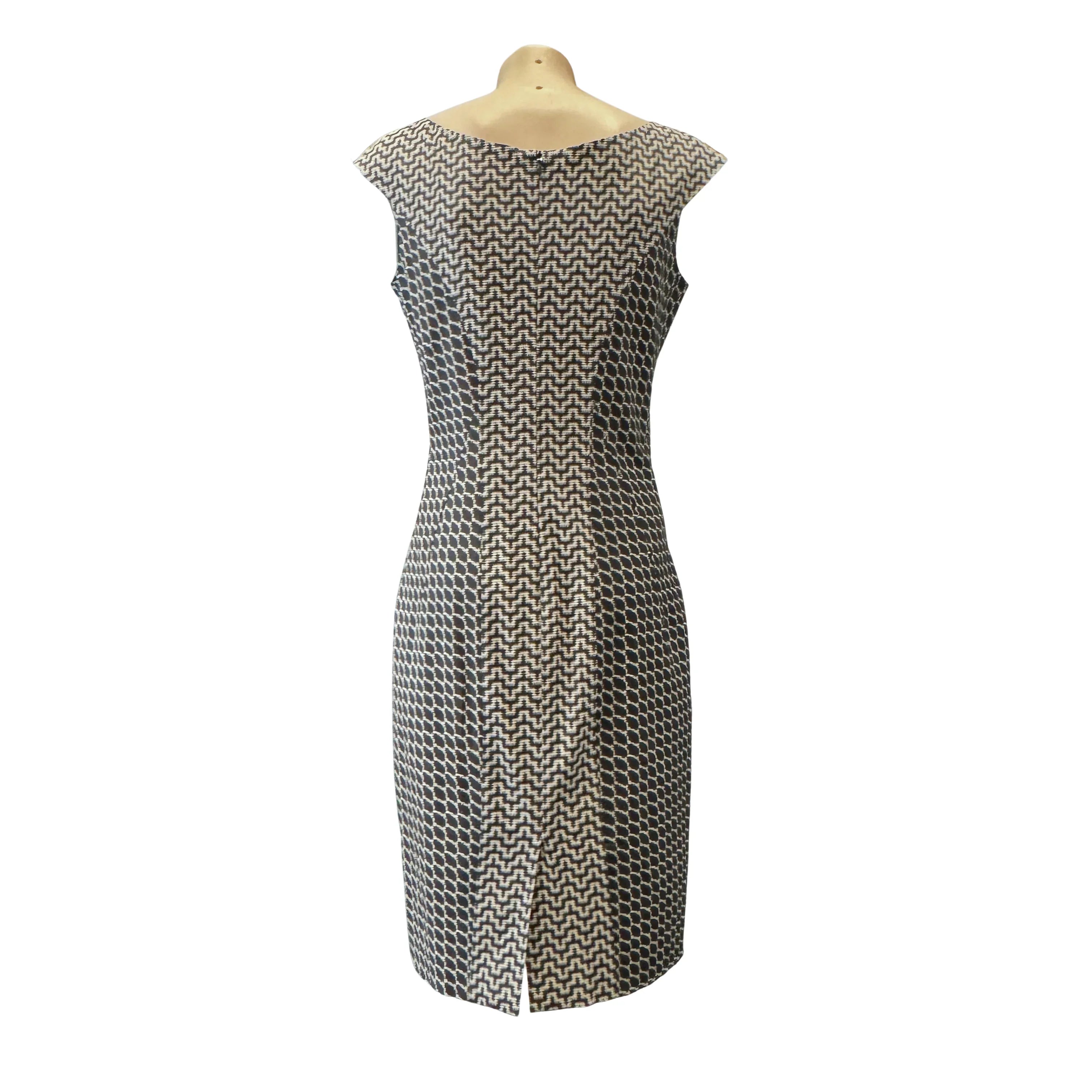 Versace Geometric Print Cap Sleeve Sheath Dress Size 40