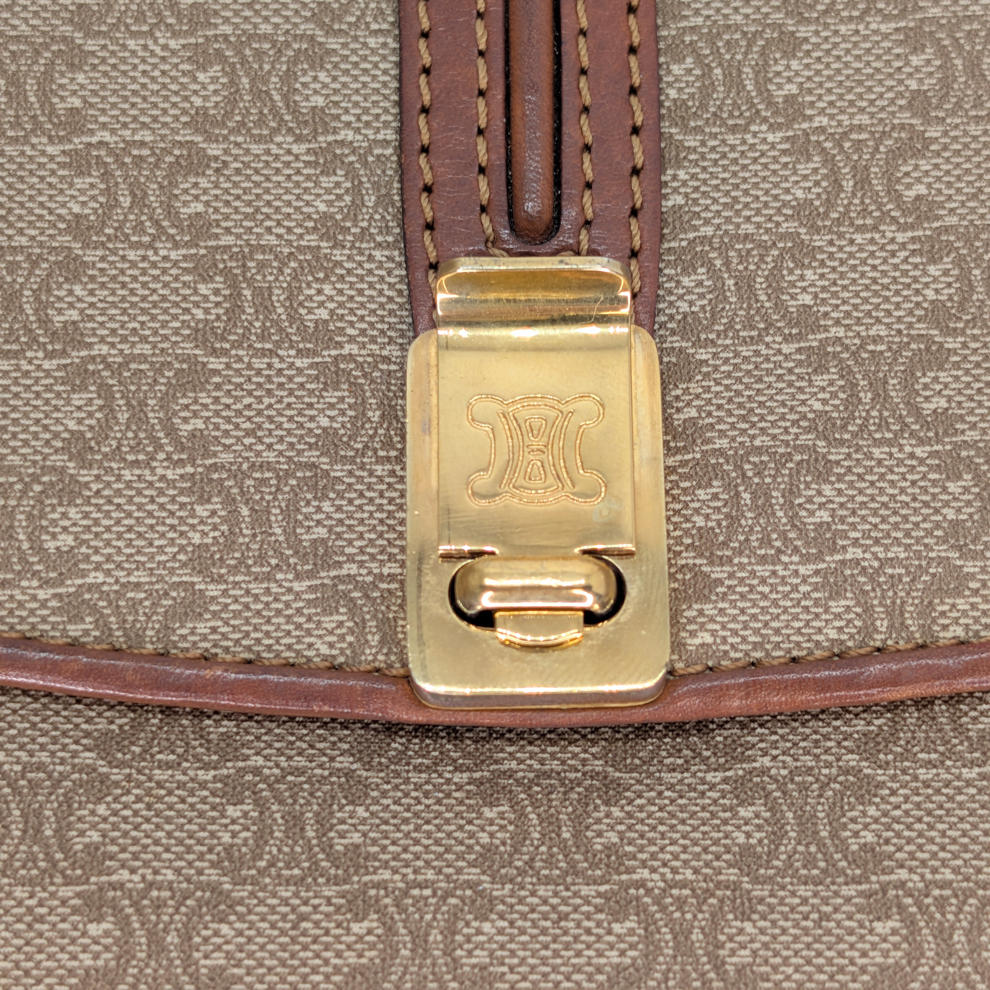 Celine Macadam Shoulder Bag Beige