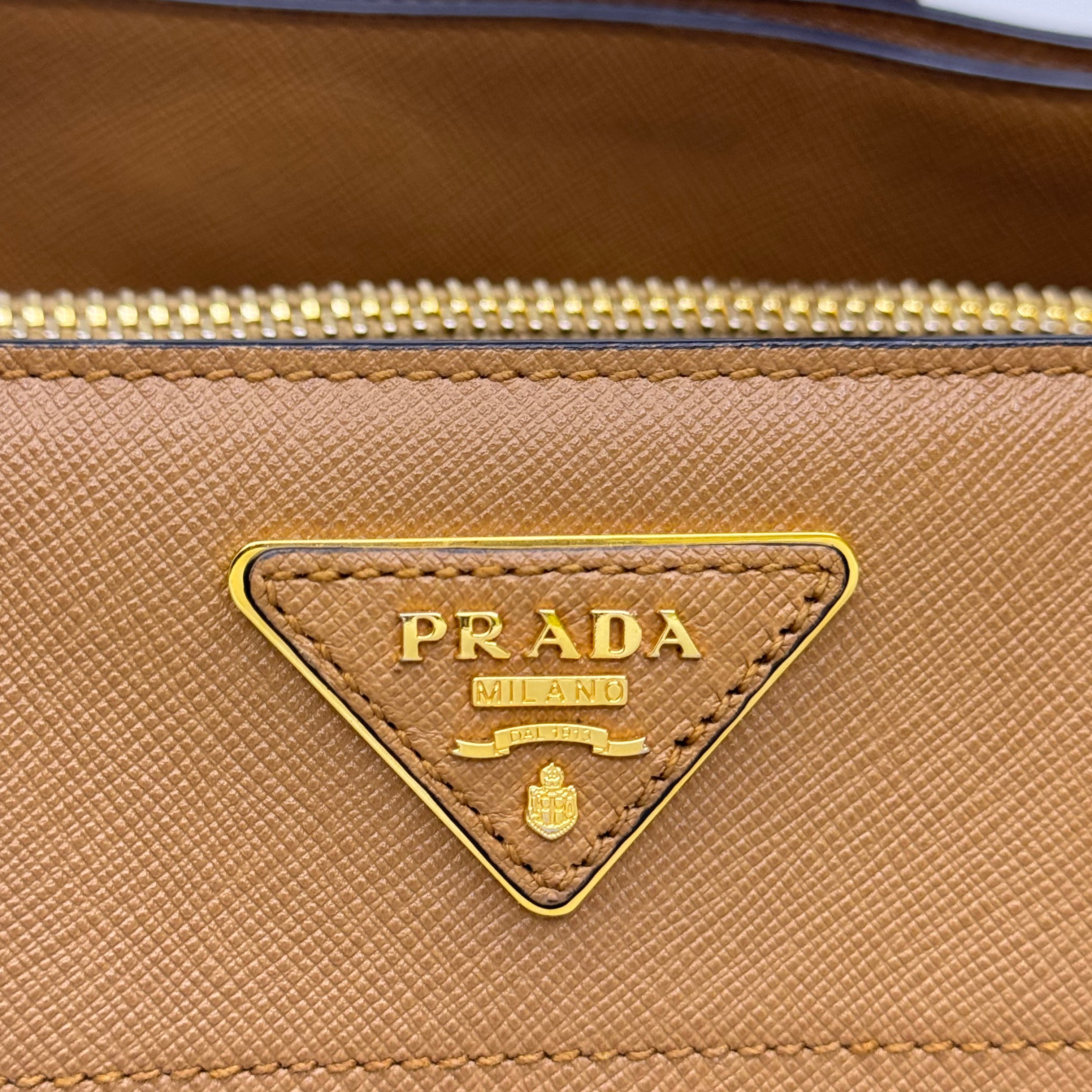 Prada Saffiano Handbag Leather Brown