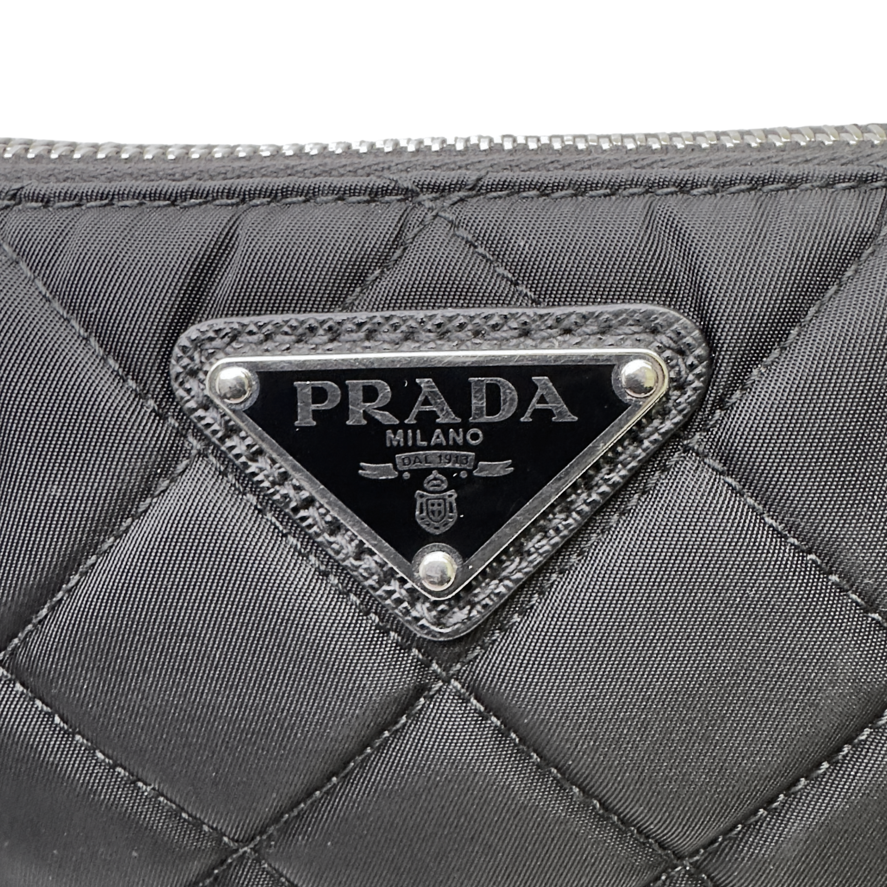 Prada Tessuto Quilted Chain Crossbody Bag Nylon Black