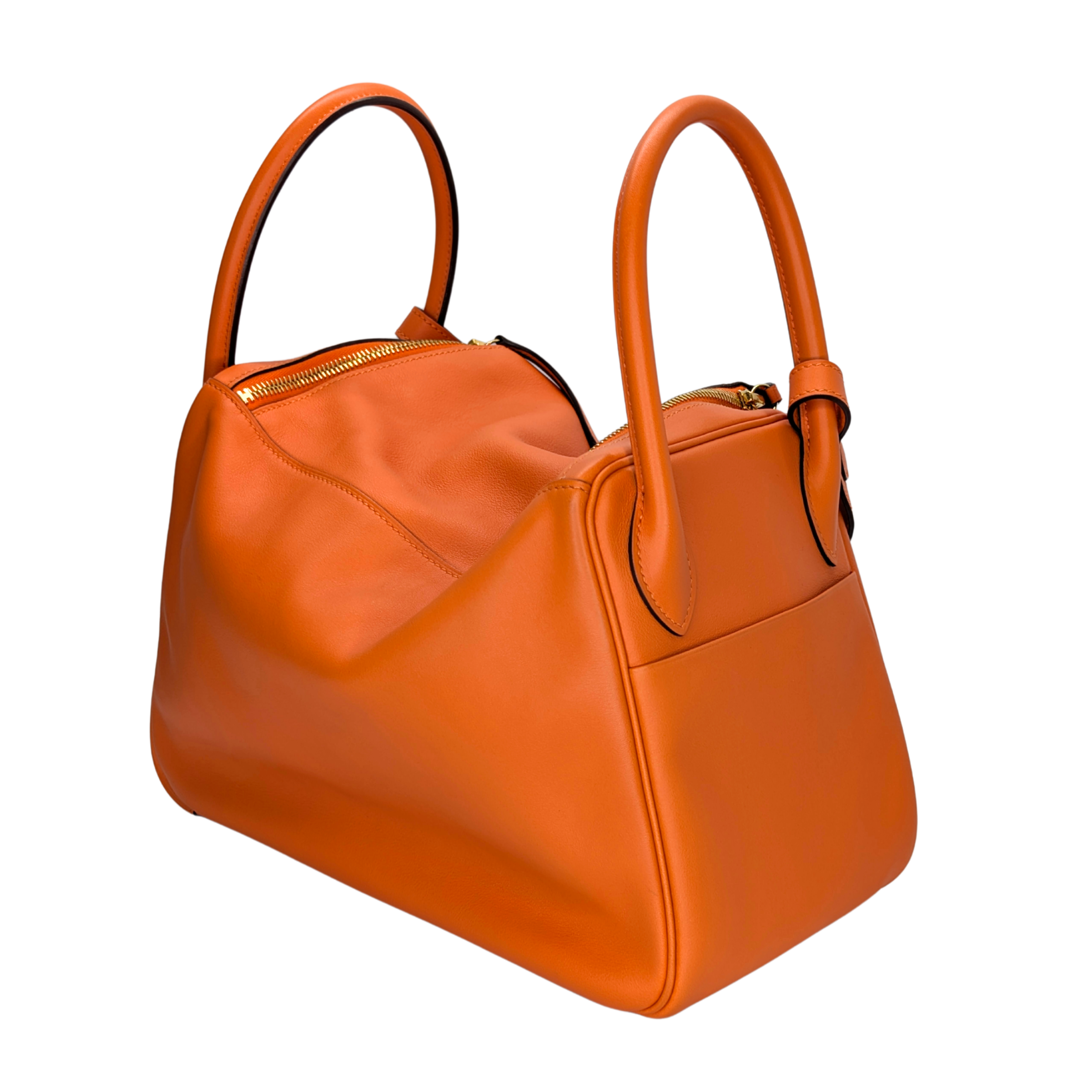 Hermes Lindy 30 Swift Leather Orange LGHW X Stamp