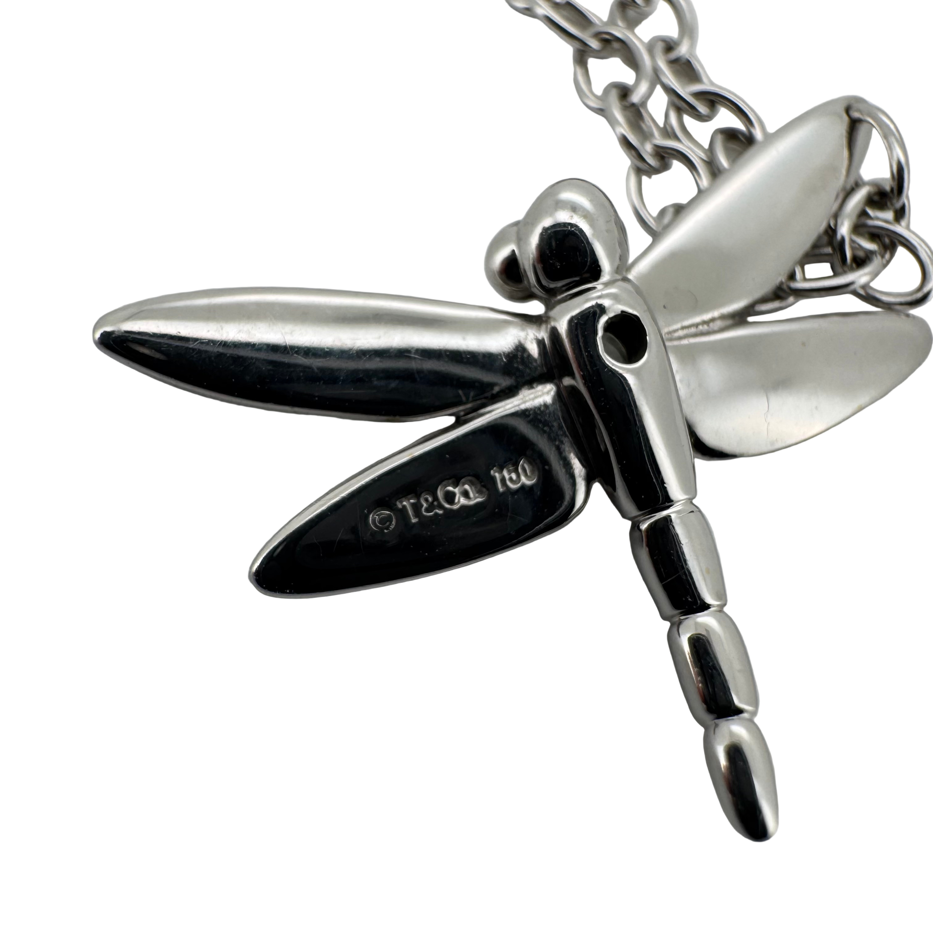Tiffany & Co Dragon Fly Diamond .07ct Necklace 18k White Gold - Lost Designer