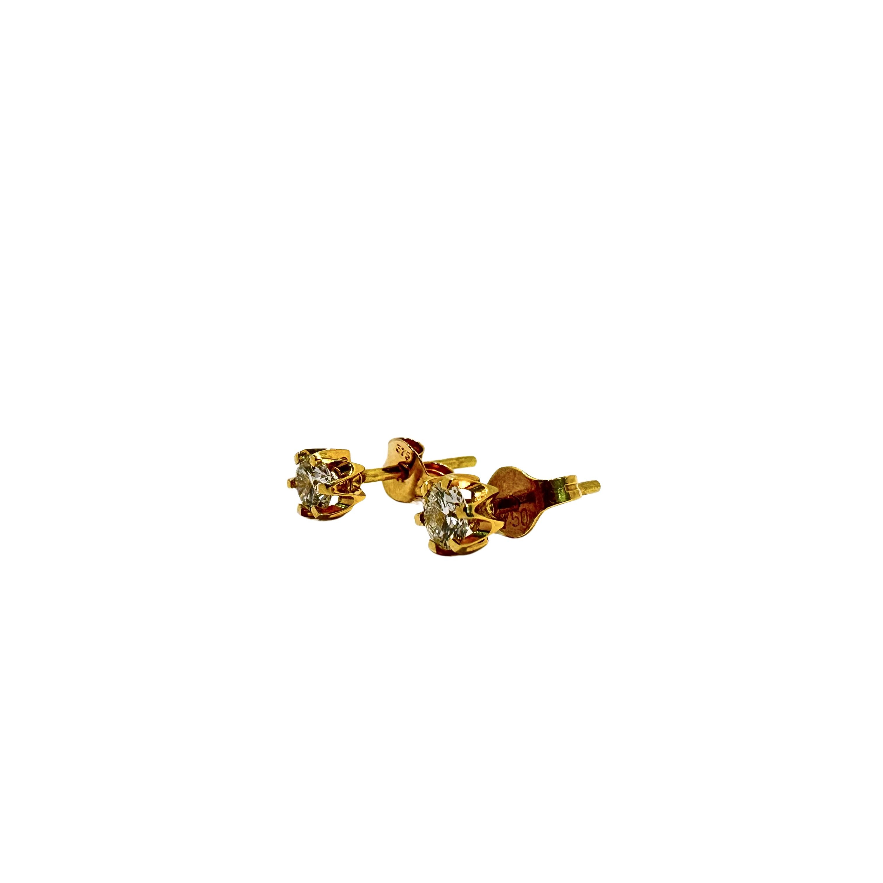 18ct Gold 0.4 Carat Total Diamond Studs Earrings