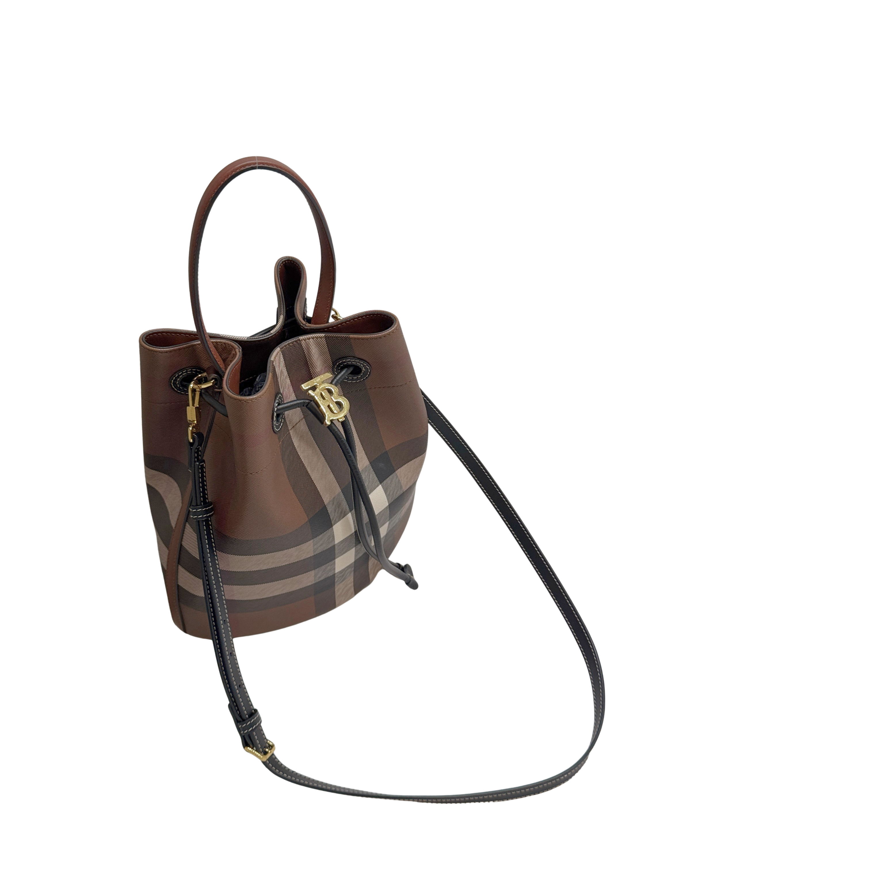 Burberry TB Small Check Bucket Bag Brown
