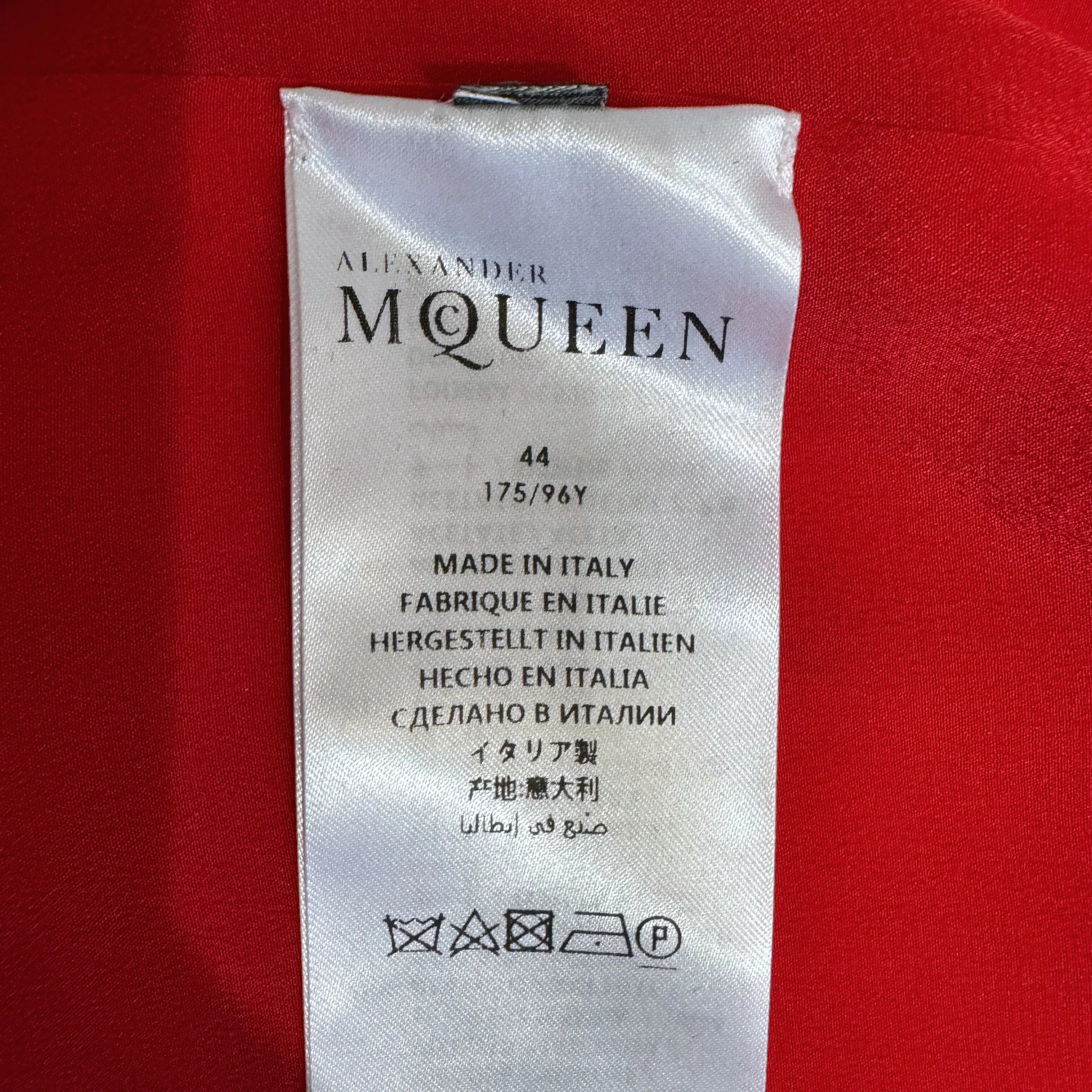 Alexander McQueen Draped Long Sleeve Knee-Length Dress Red 44
