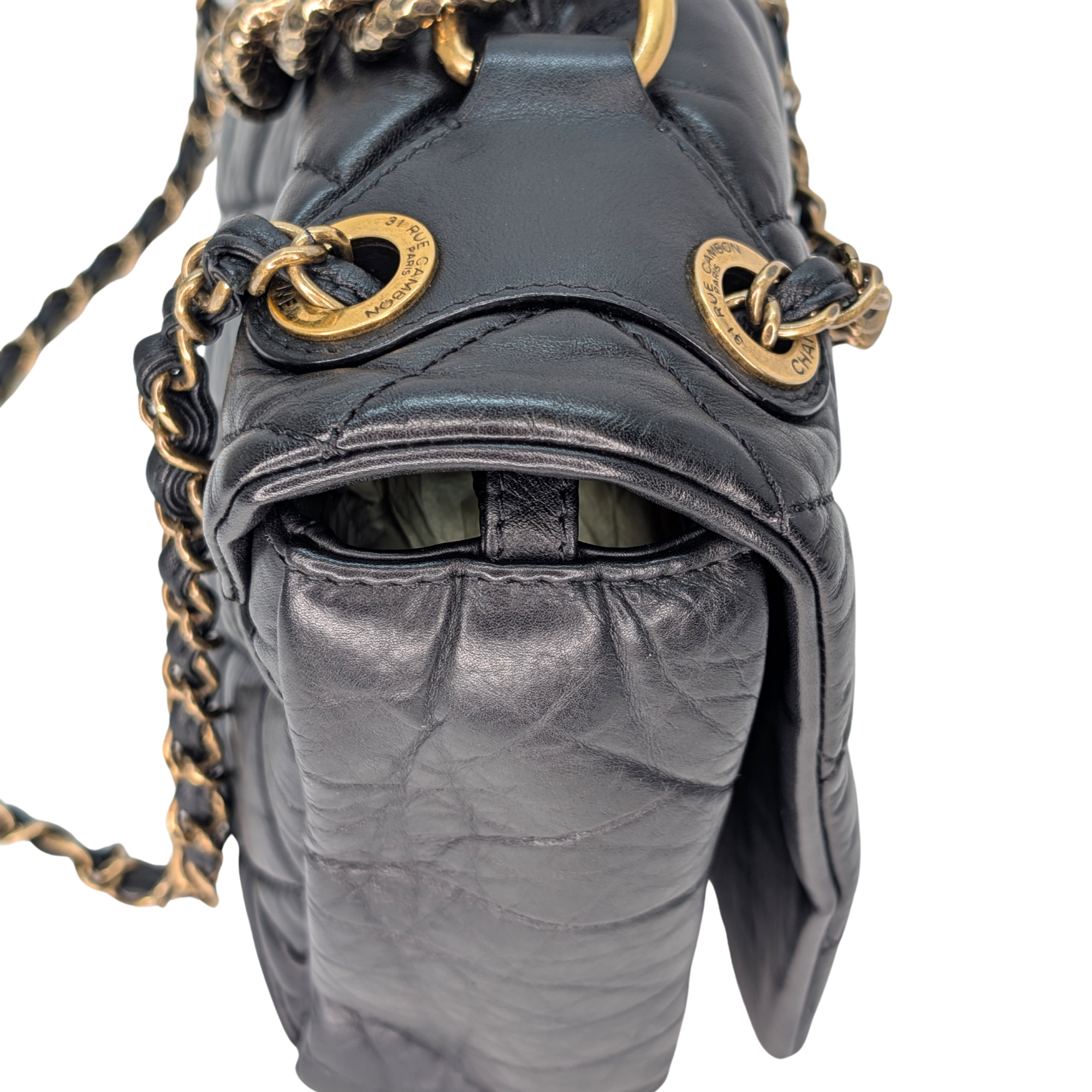 Chanel Pondicherry Flap Medium Handbag Leather Black