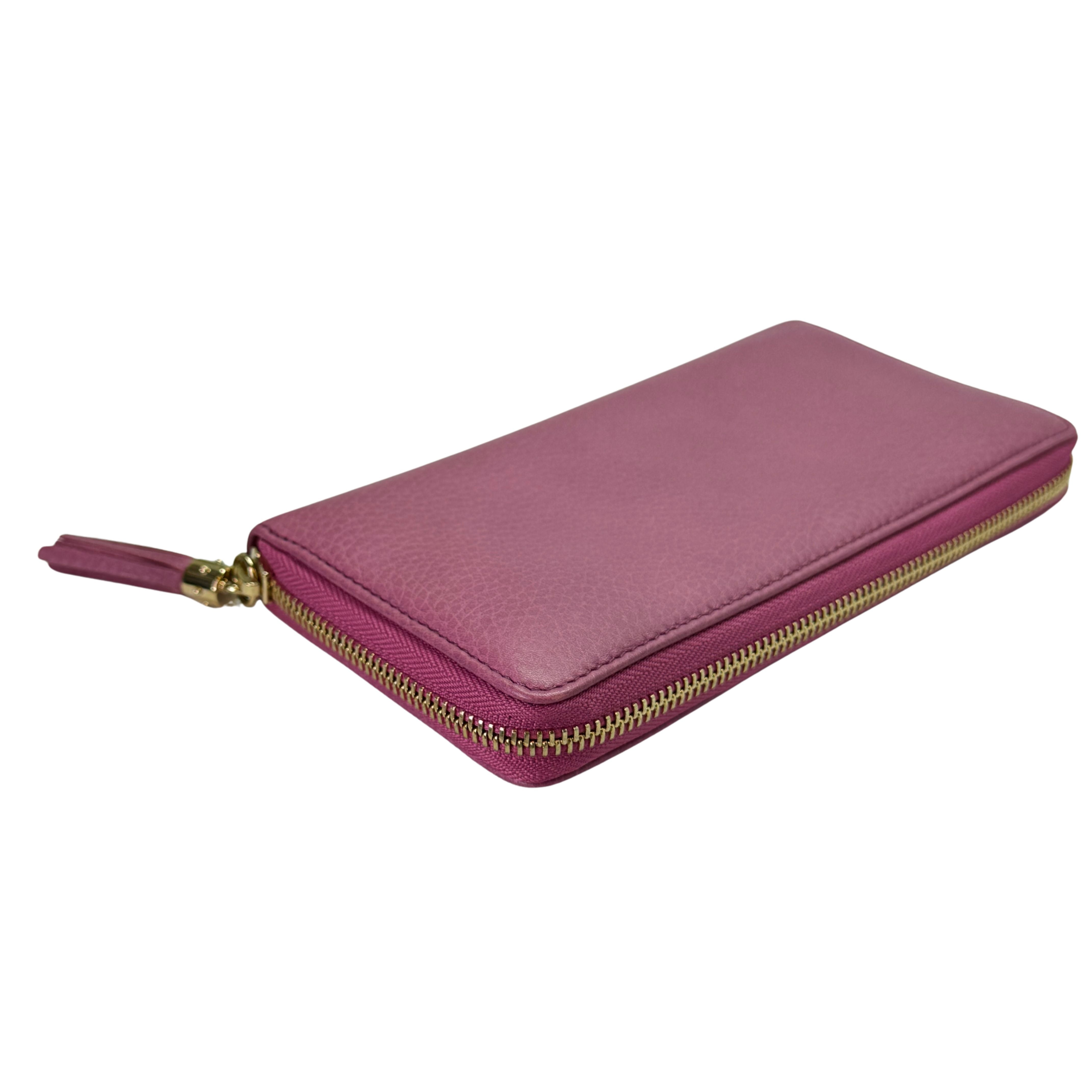 Gucci Pebbled Calfskin Soho Wallet Pink