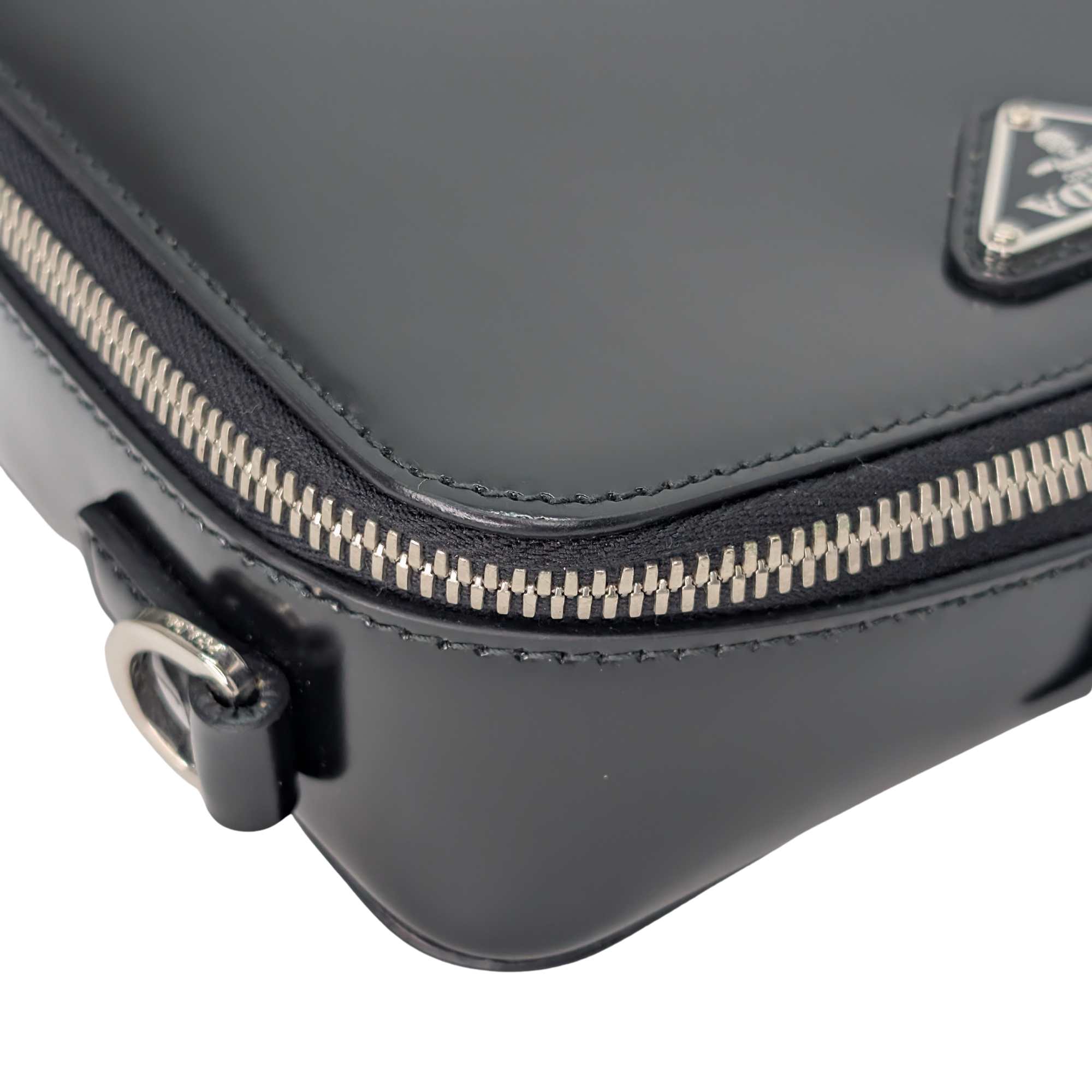 Prada Brique Crossbody Bag Leather Black