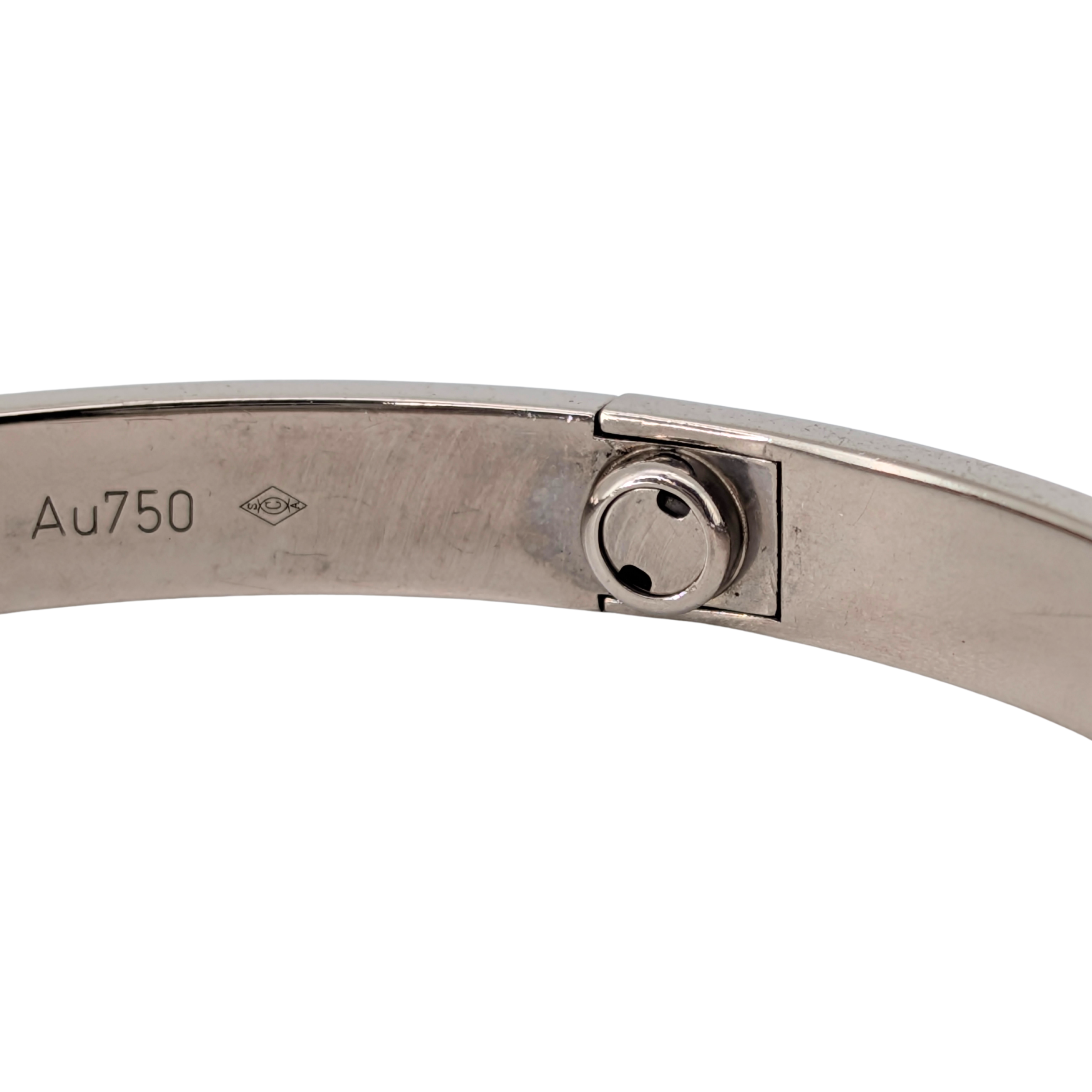 Cartier Love Bracelet Classic Model 18K White Gold Size 20