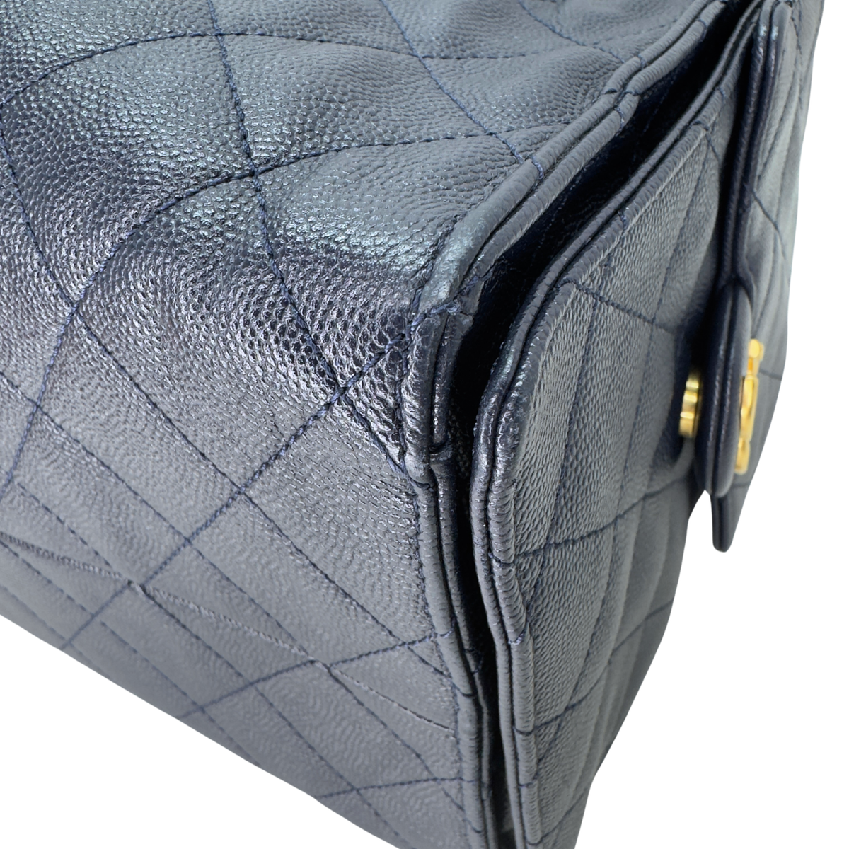 Chanel 25 Medium Caviar Leather Shoulder Bag Navy