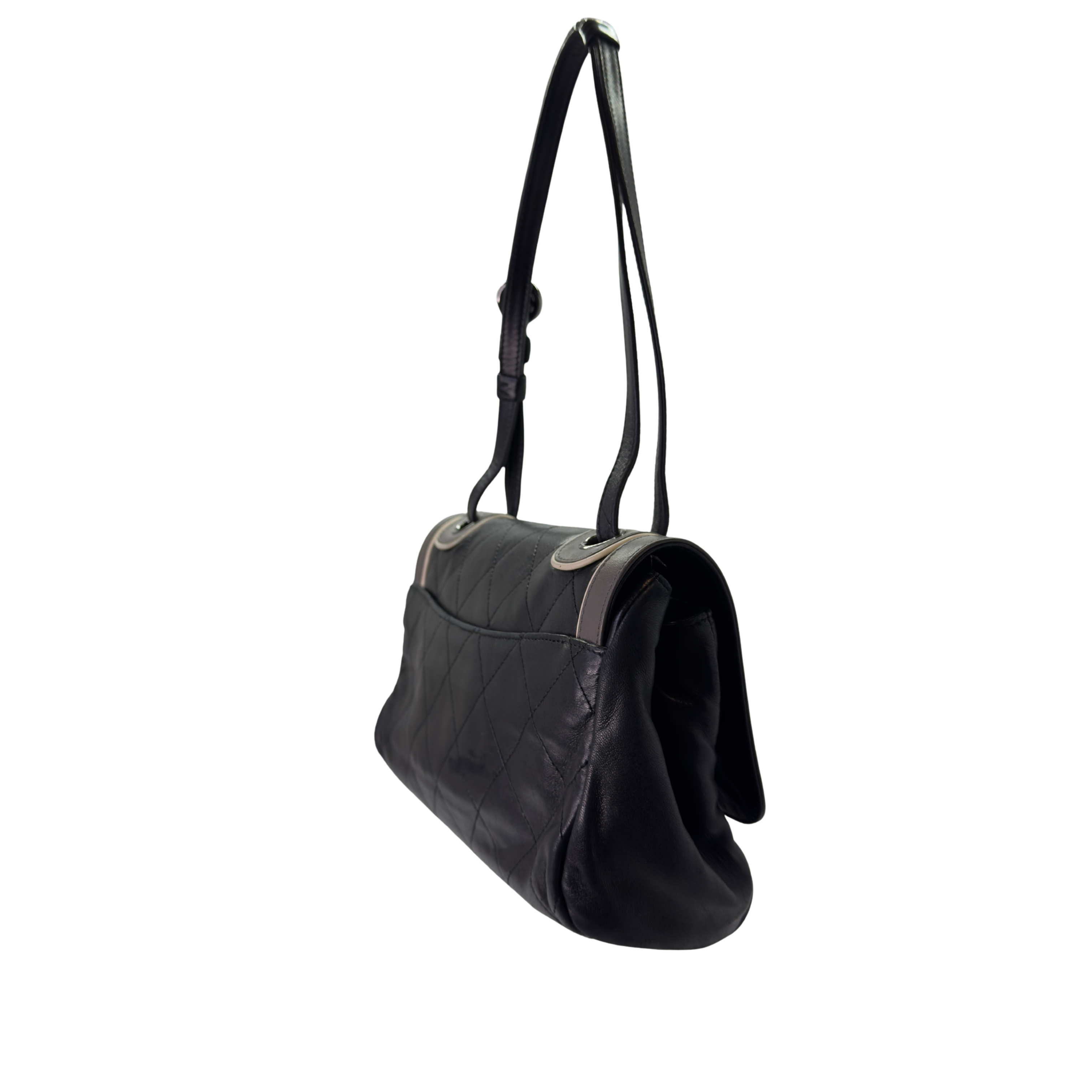 Chanel East-West Shoulder Bag Leather Black