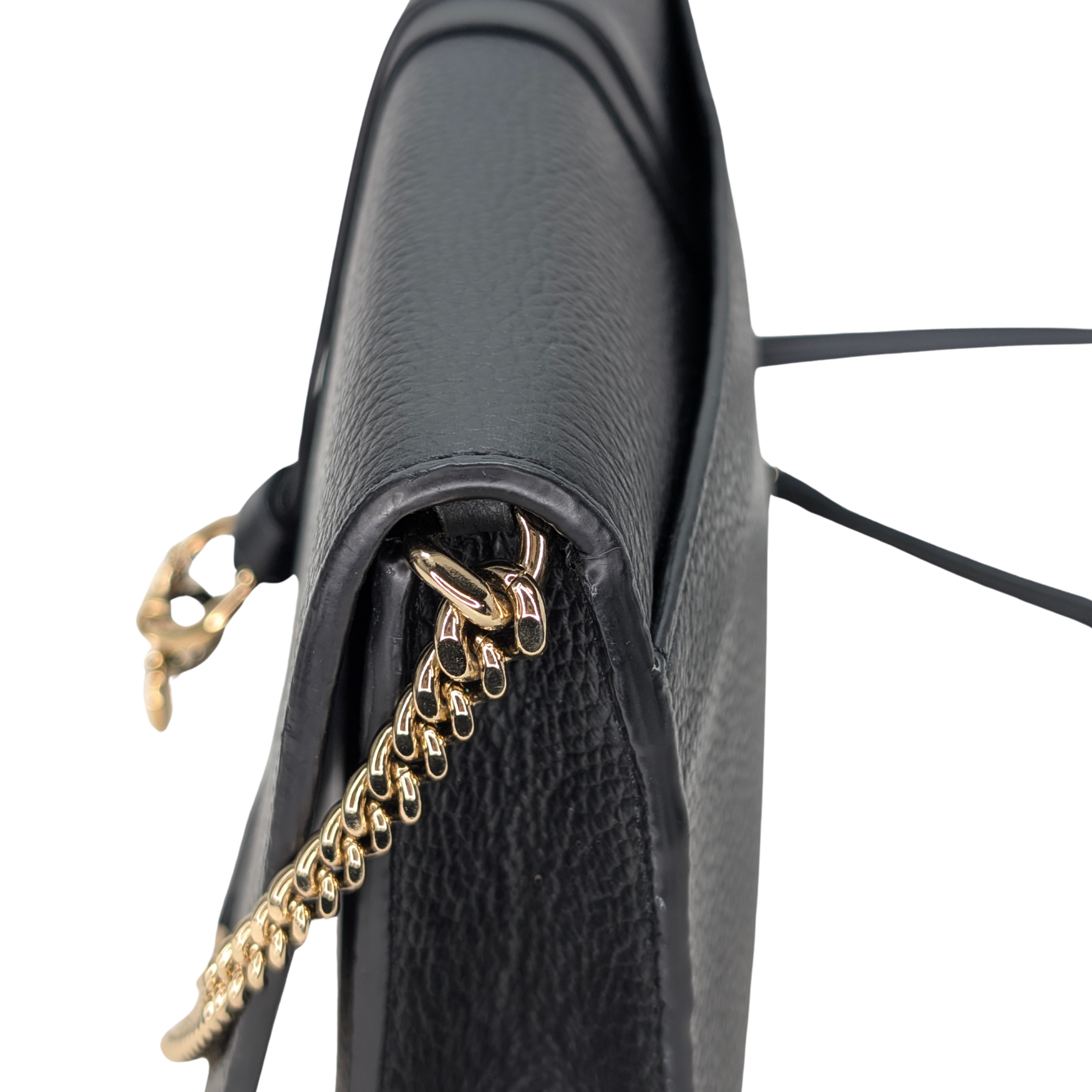 Chloé Alphabet chain Clutch Bag Leather Black