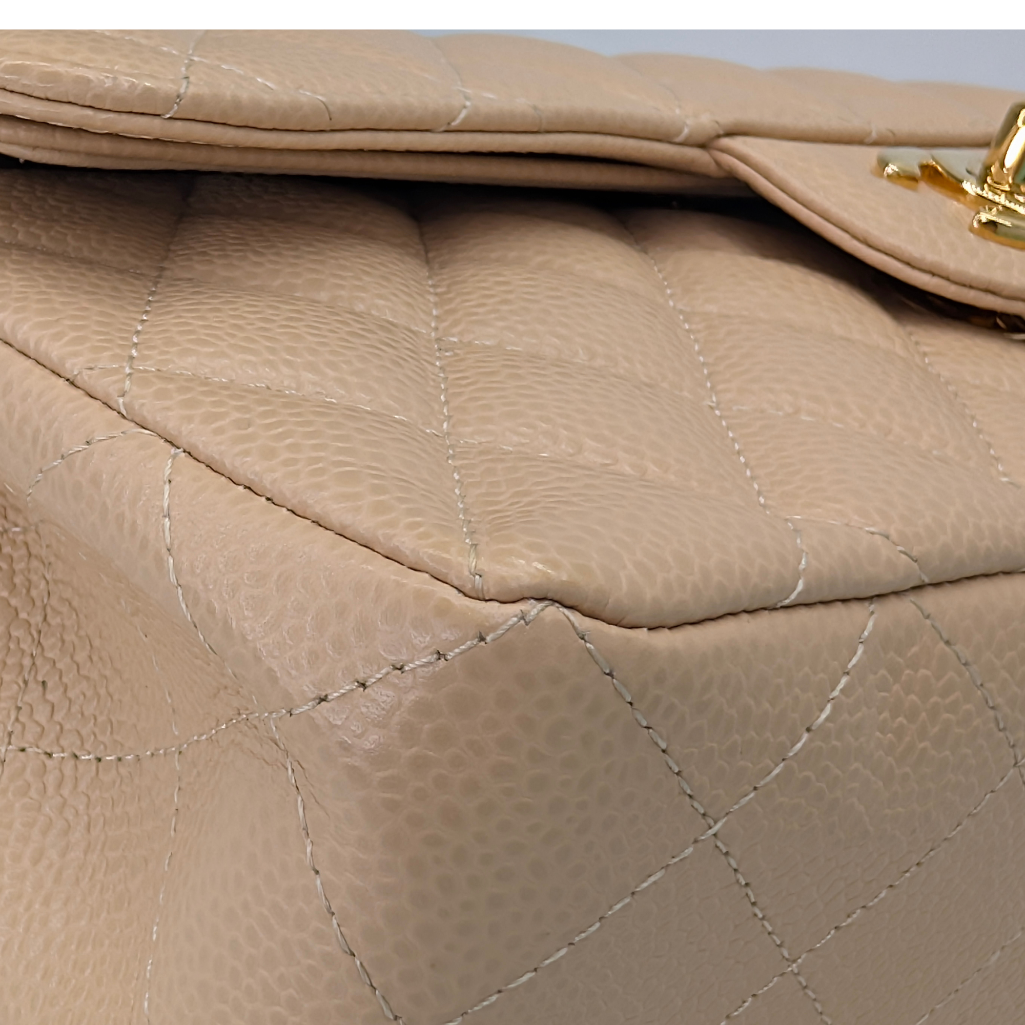 Chanel Classic Flap Small Caviar 2022 Microchip Shoulder Bag Beige