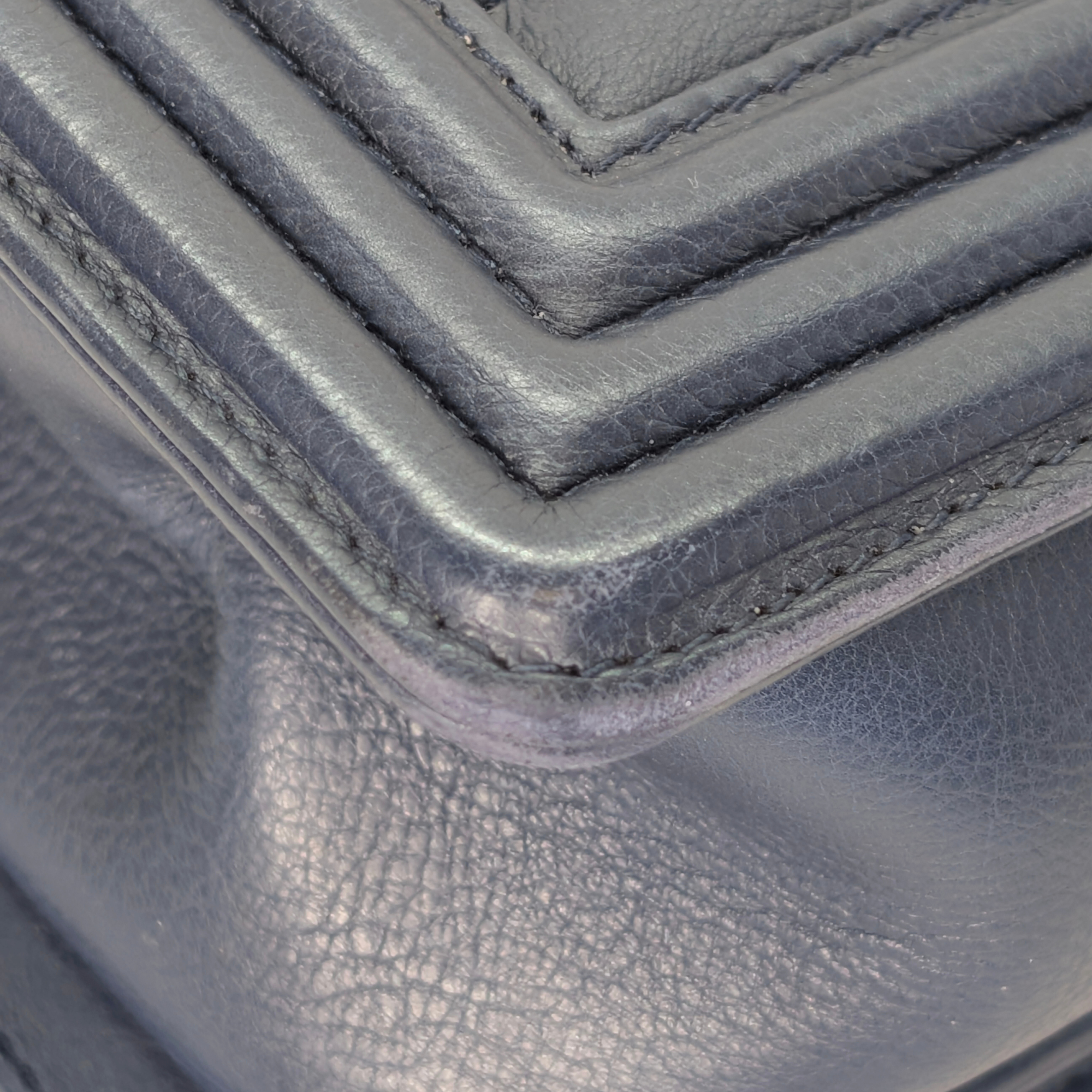 Chanel Flap Boy Shoulder Bag Medium Navy Blue