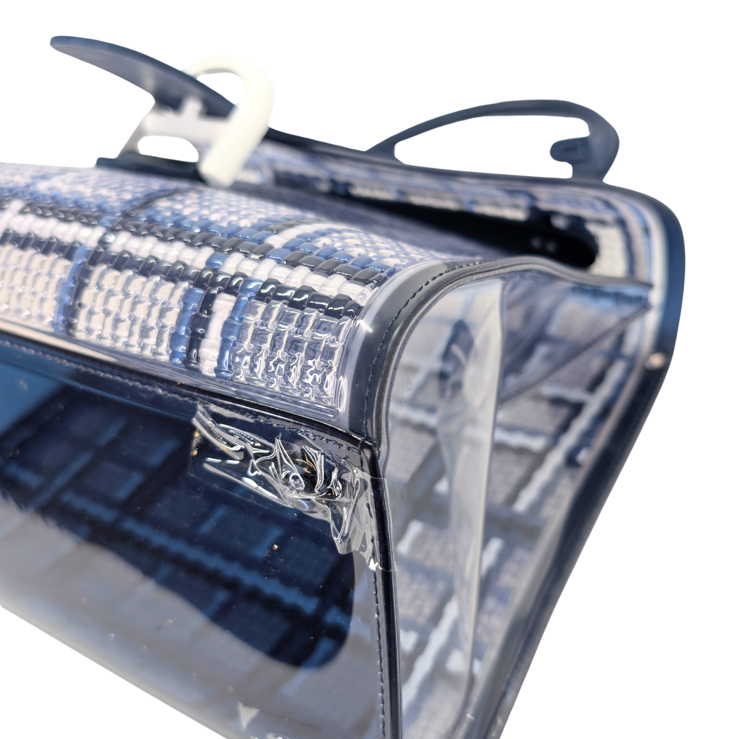 Delvaux Vinyl Gingham The Dreamer MM Brillant Satchel Bag Navy