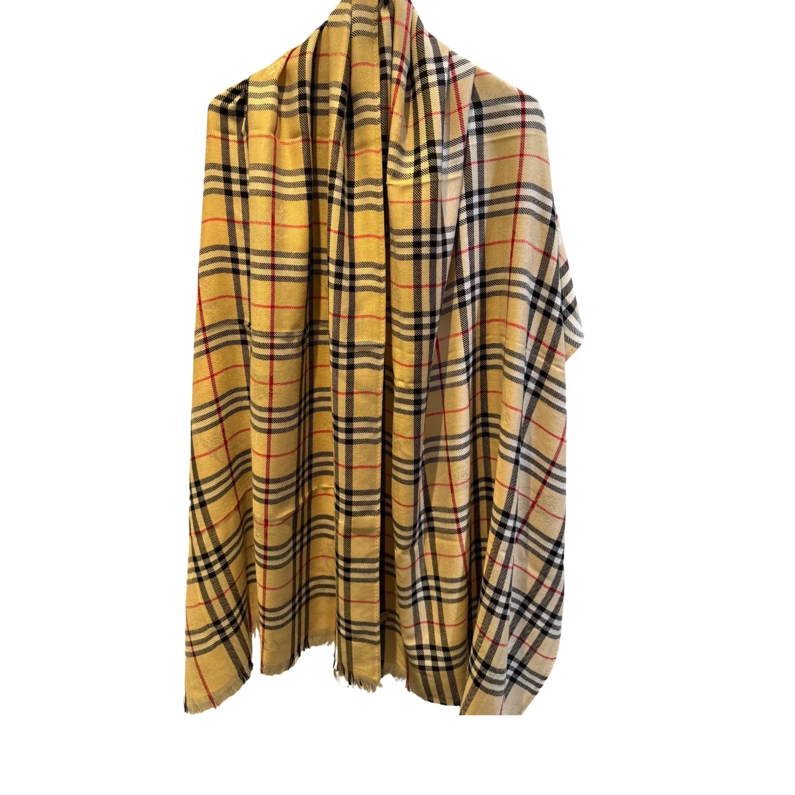 Burberry Check Scarf Shawl Silk x Wool
