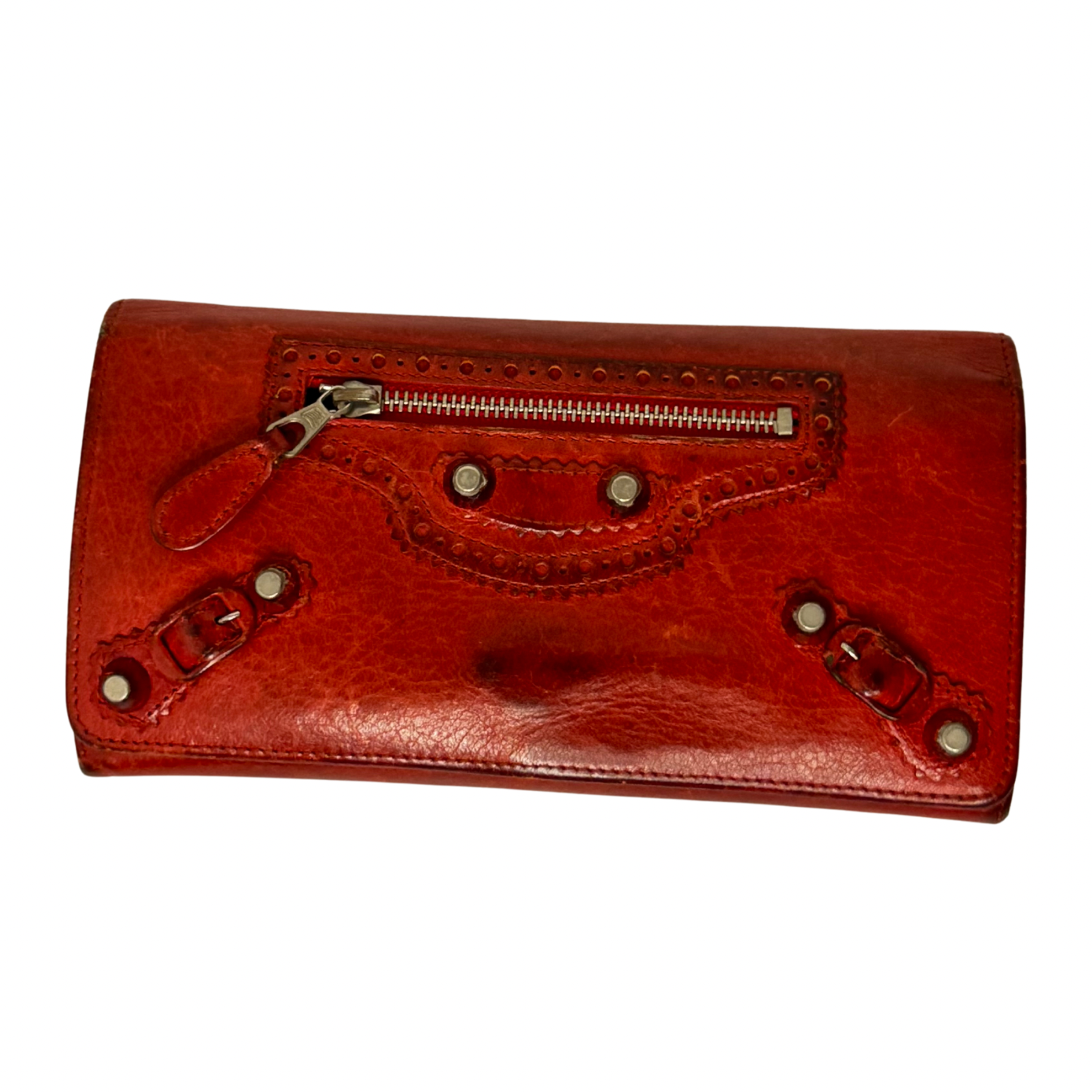 Balenciaga Red Lipstick Agneau Leather Giant 12 Gold Hardware Wallet