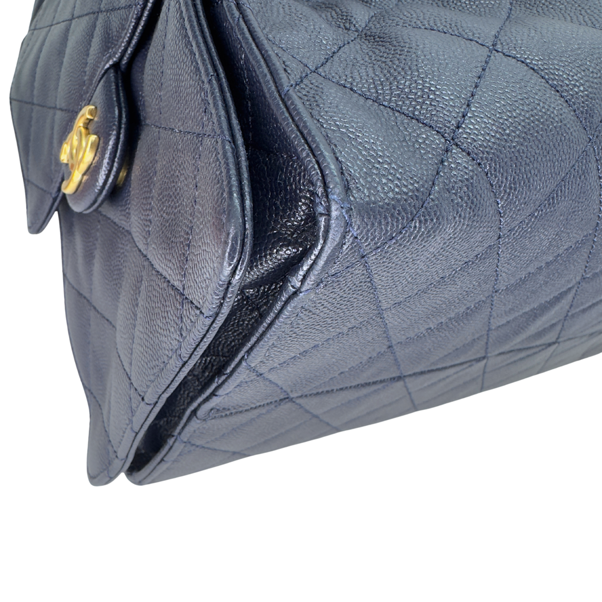 Chanel 25 Medium Caviar Leather Shoulder Bag Navy