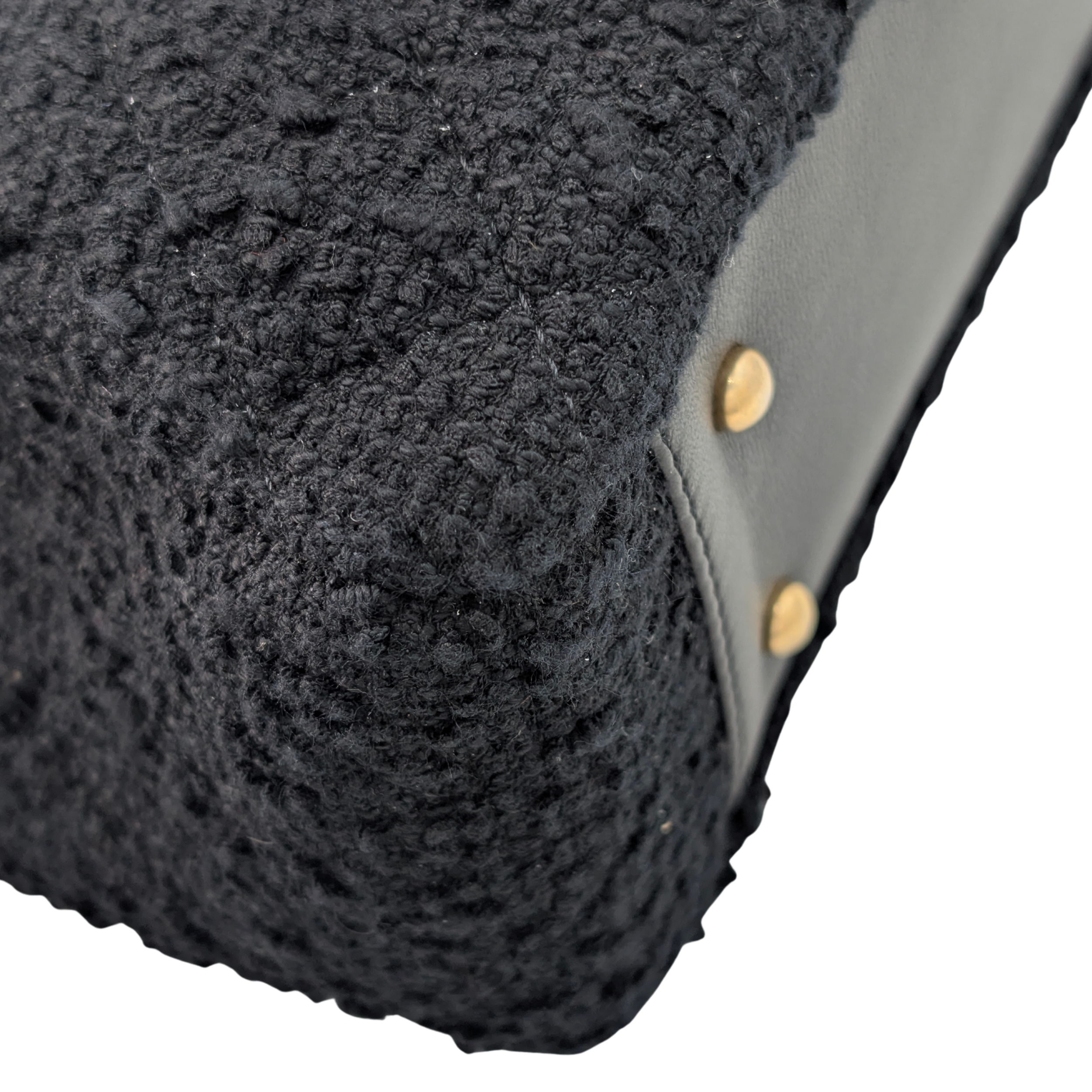 Chanel Top Handle Flap Tweed & Lambskin Bag GHW Black