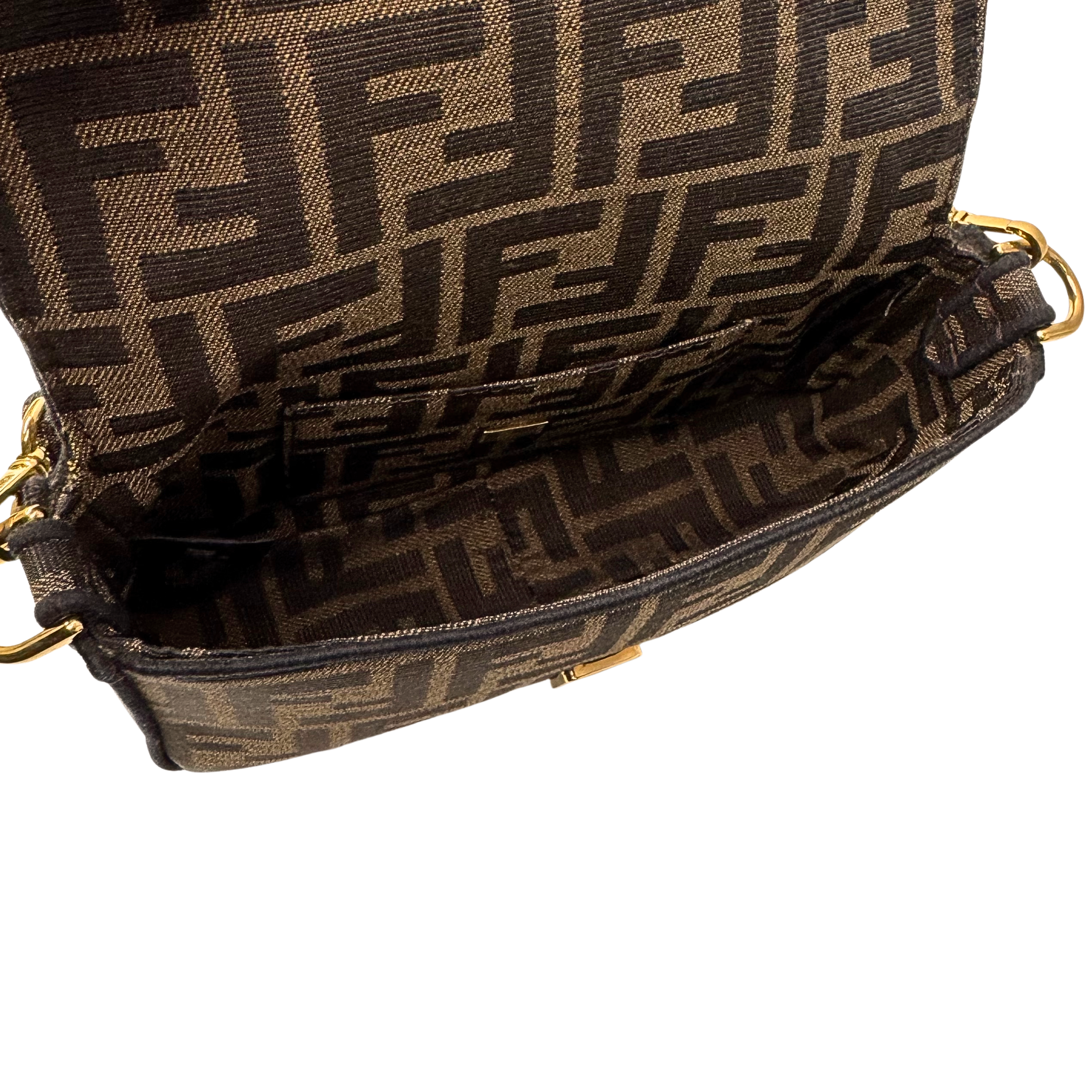 Fendi Jacquard FF Baguette Bag Canvas Brown