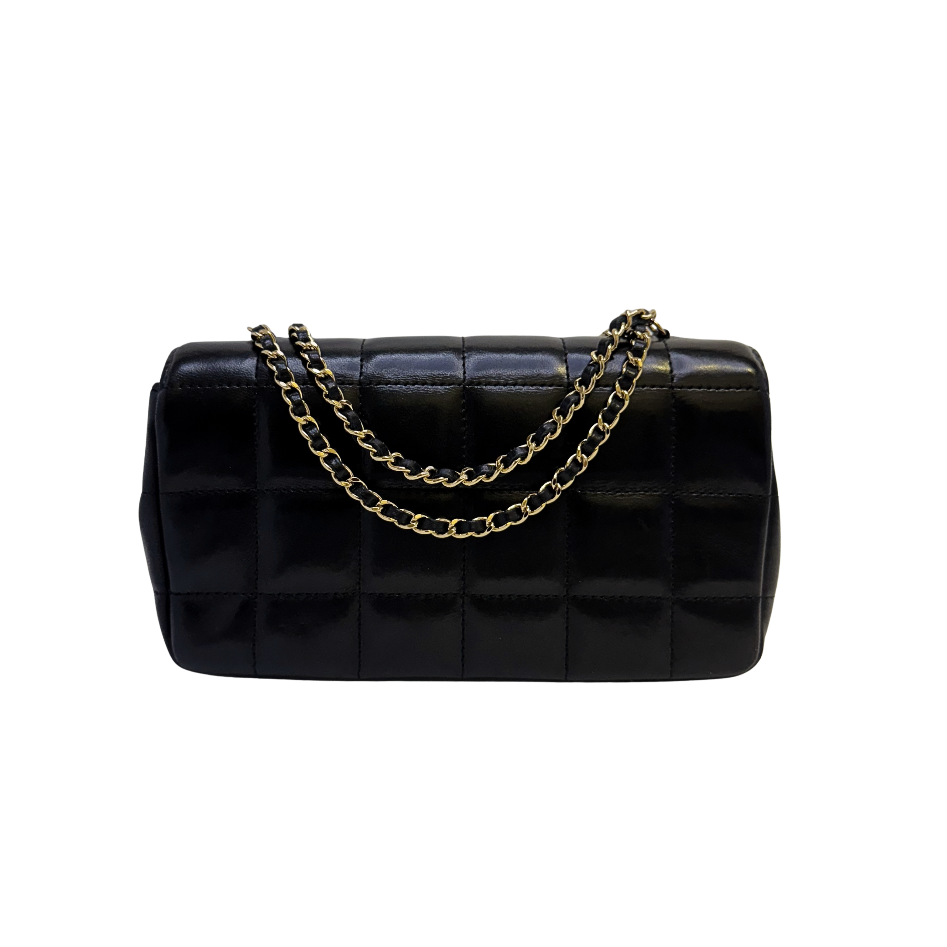Chanel Bar Quilted Shoulder Bag Leather Black