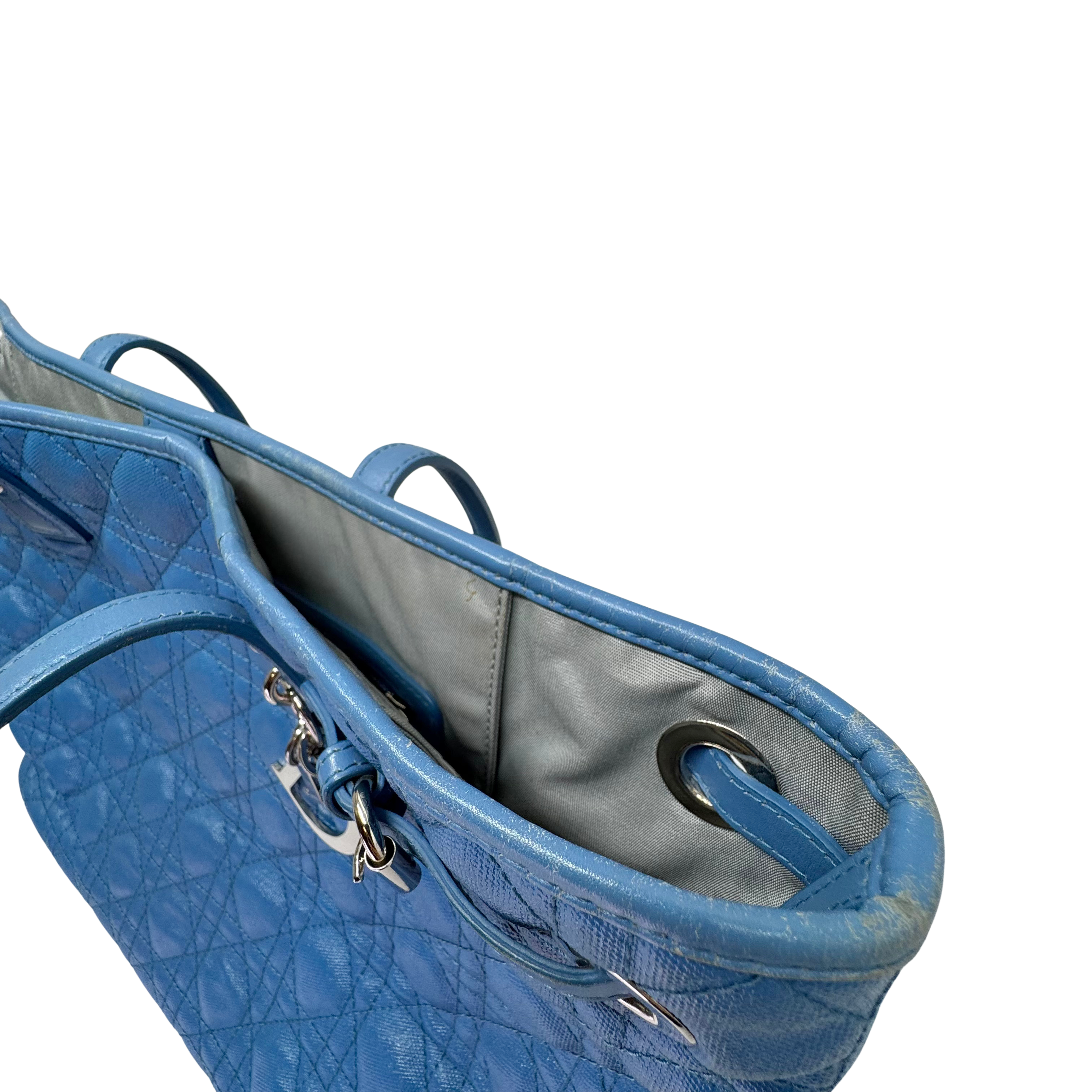 Dior Cannage Medium Panarea Tote Canvas Cobalt Blue