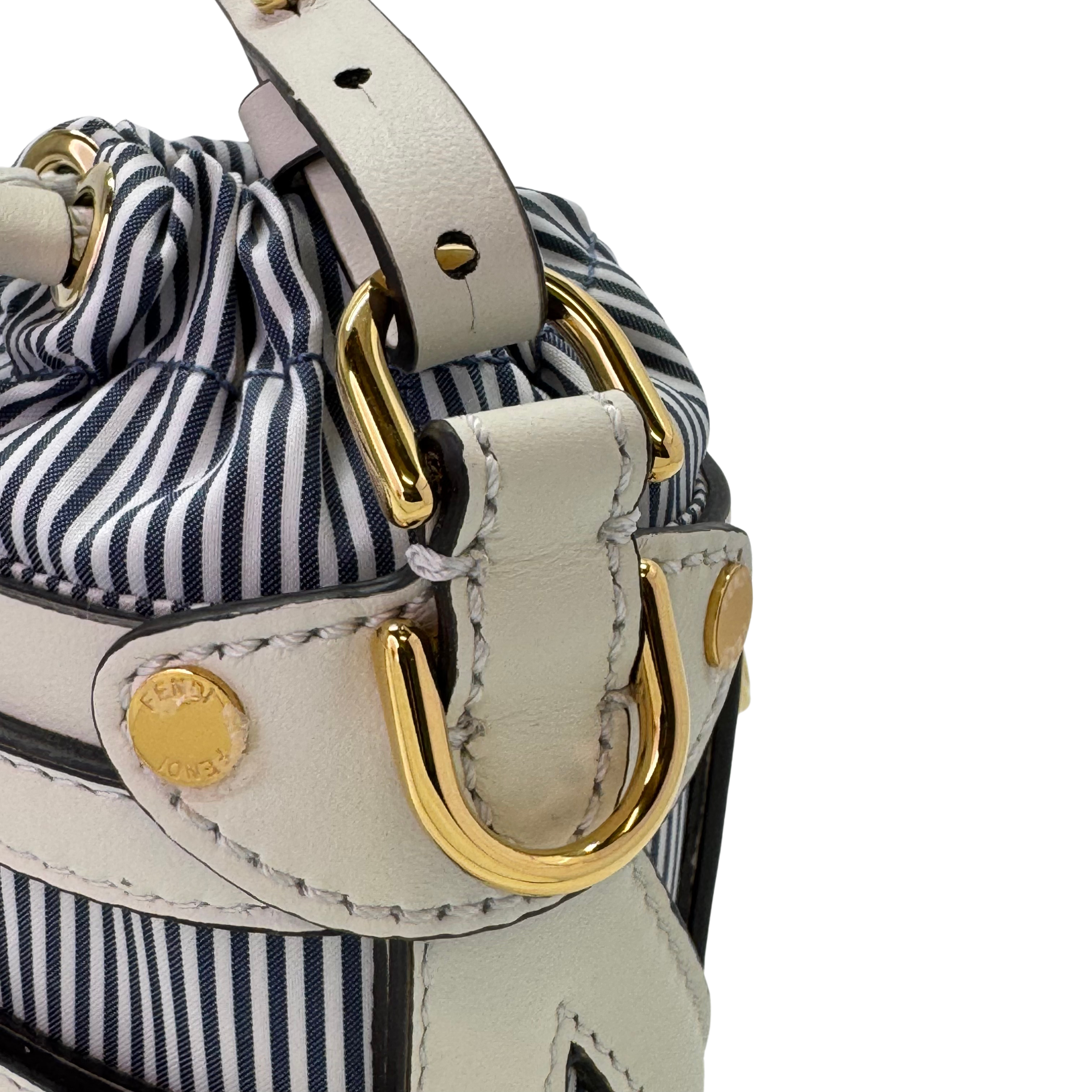 Fendi Nylon Vitello Step Out Bucket Shoulder Bag Beige Mini