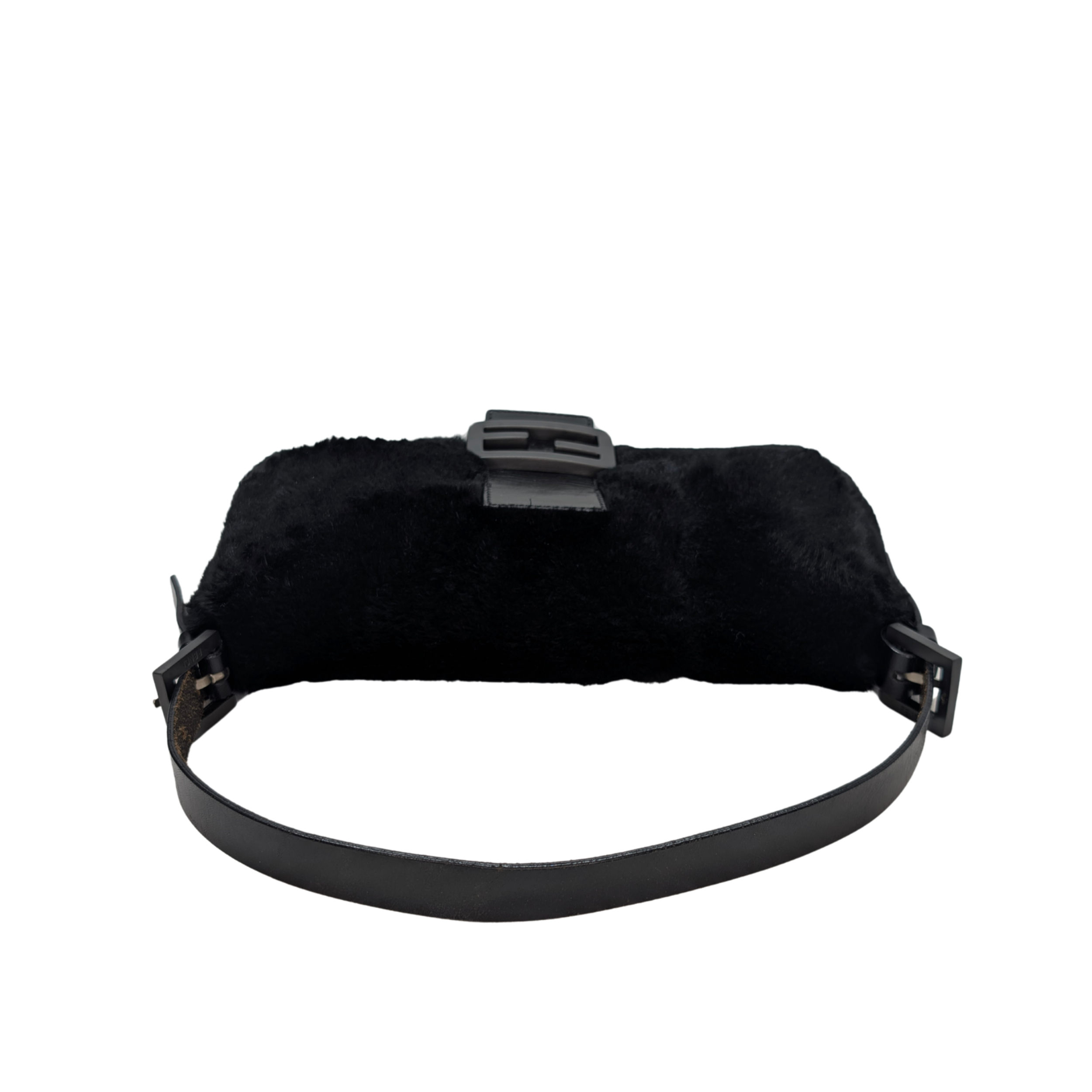 Fendi Rabbit Fur Baguette Handbag Black