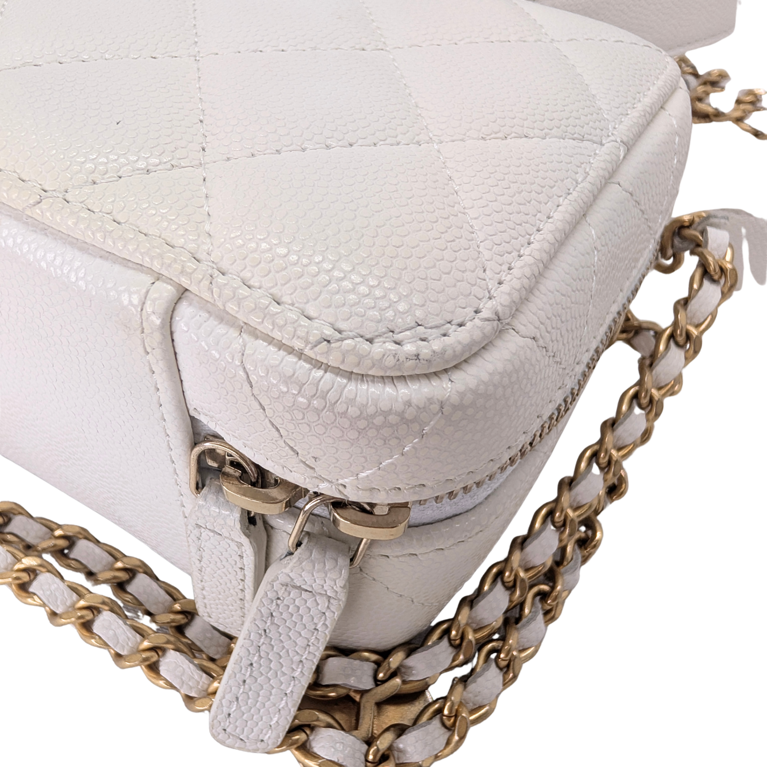 Chanel Mini Vanity with Chain Camera Bag Caviar White