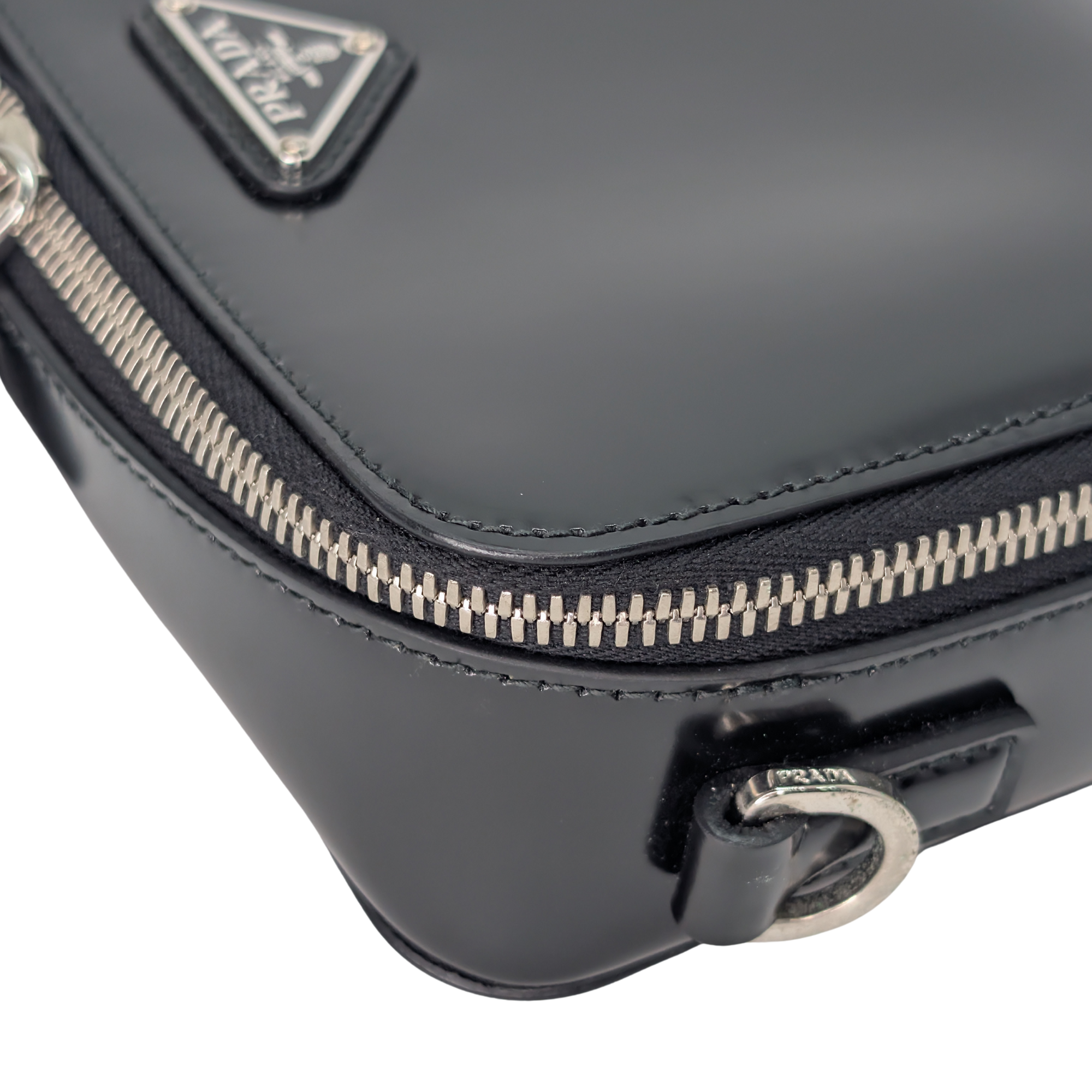 Prada Brique Crossbody Bag Leather Black