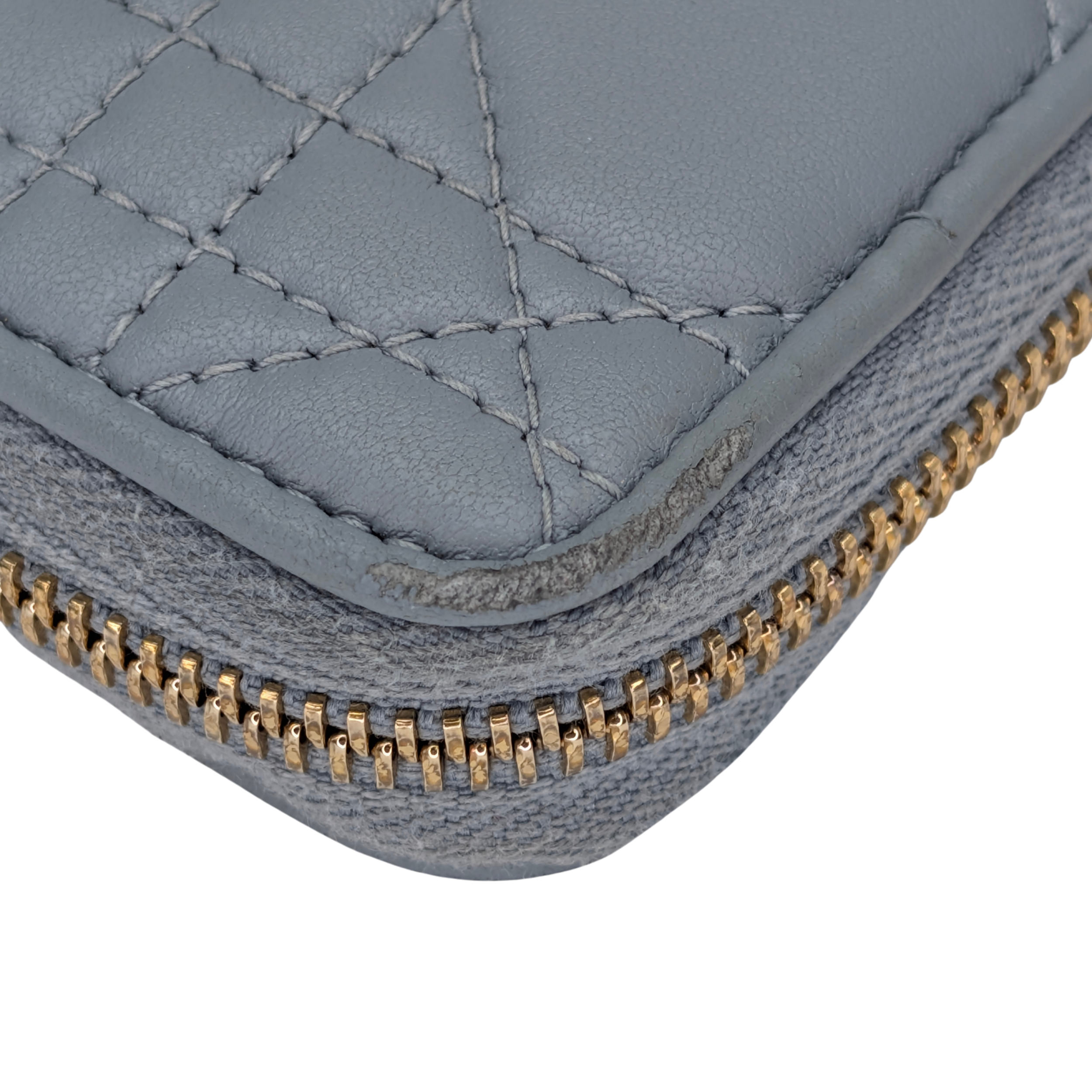 Dior Lady Voyageur Wallet In Cloud Blue Lambskin