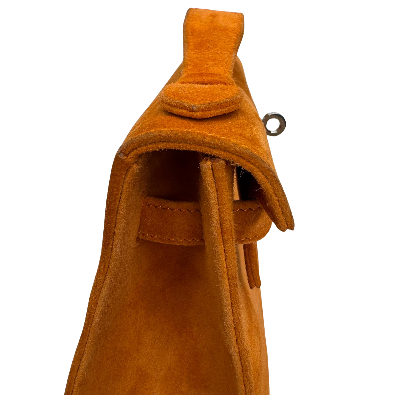 Hermès Kelly Pochette Orange H Veau Doblis Suede PWH ☐ I Stamp