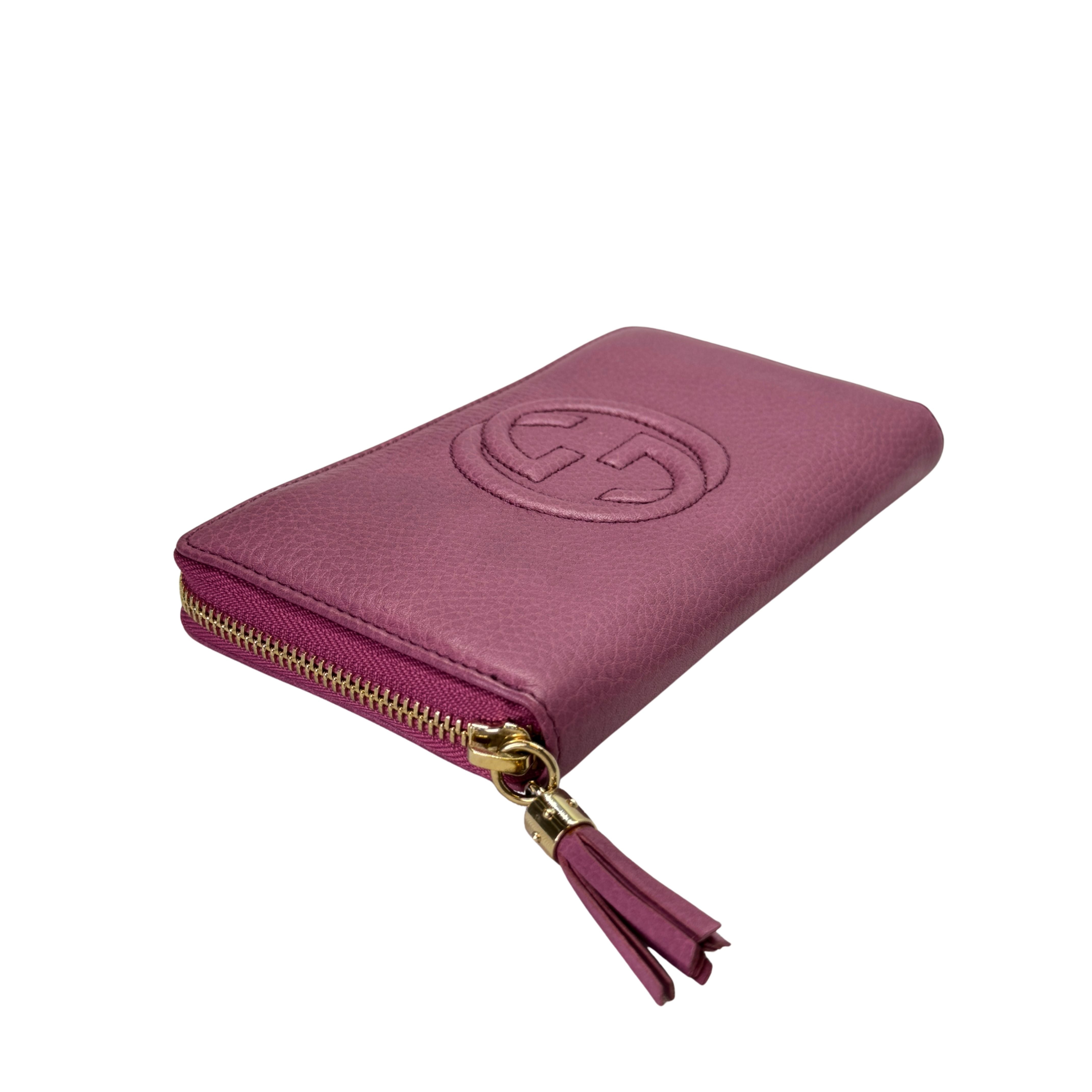 Gucci Pebbled Calfskin Soho Wallet Pink