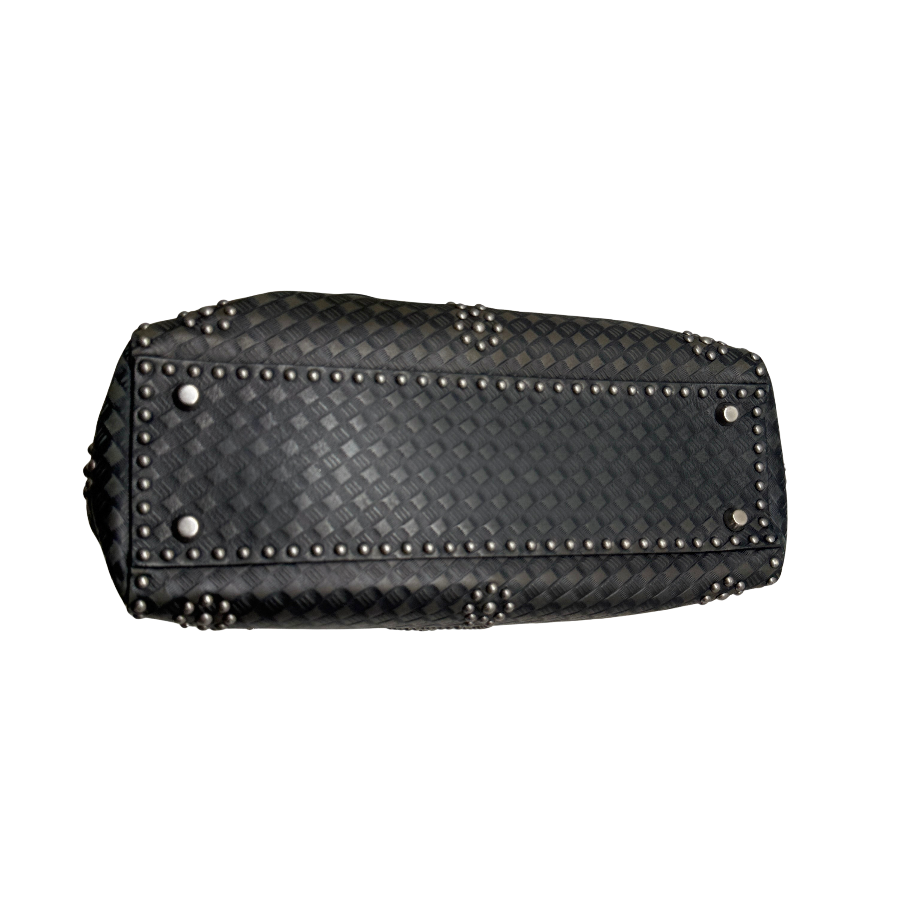 Christian Dior Large Lady Dior Studded Handbag Black