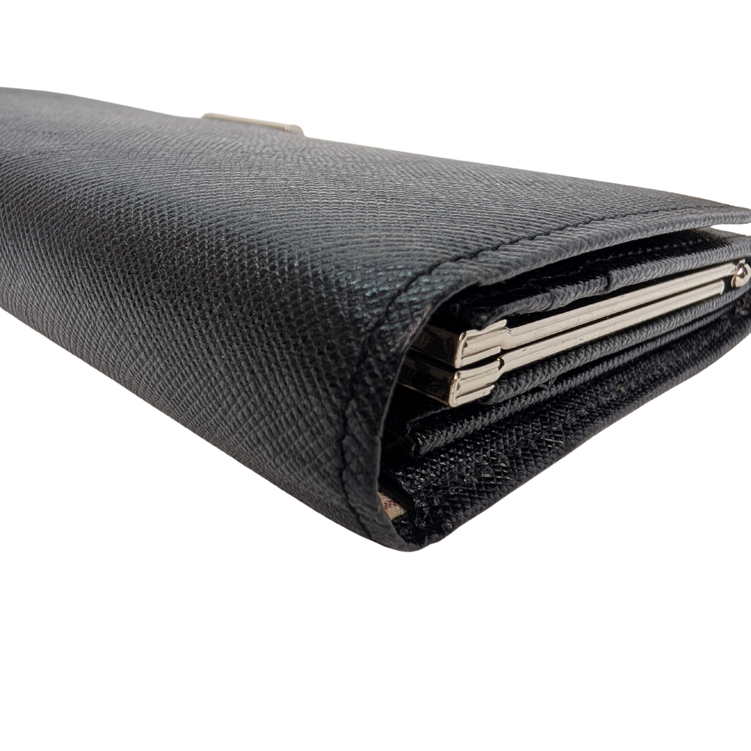 Burberry Black Long Wallet Leather Black