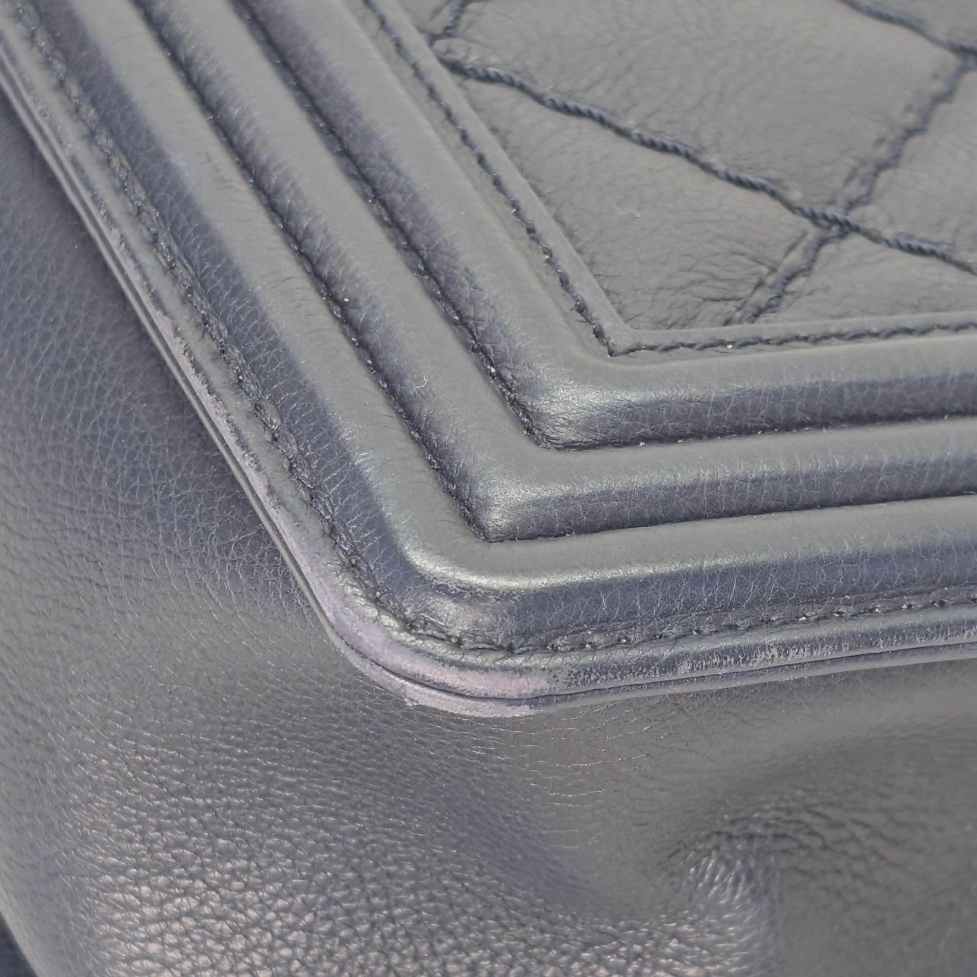 Chanel Flap Boy Shoulder Bag Medium Navy Blue