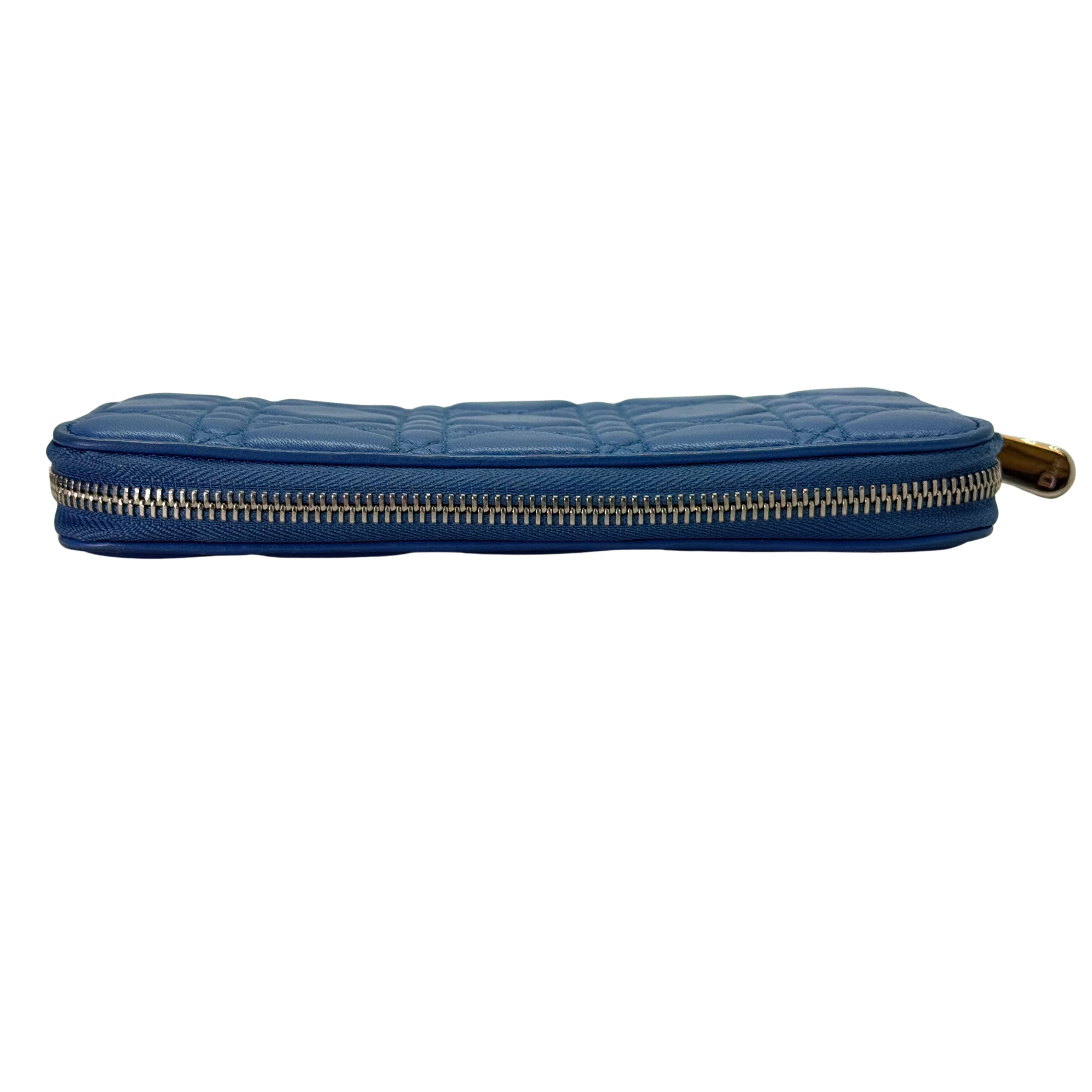 Dior Lambskin Cannage Wallet Blue