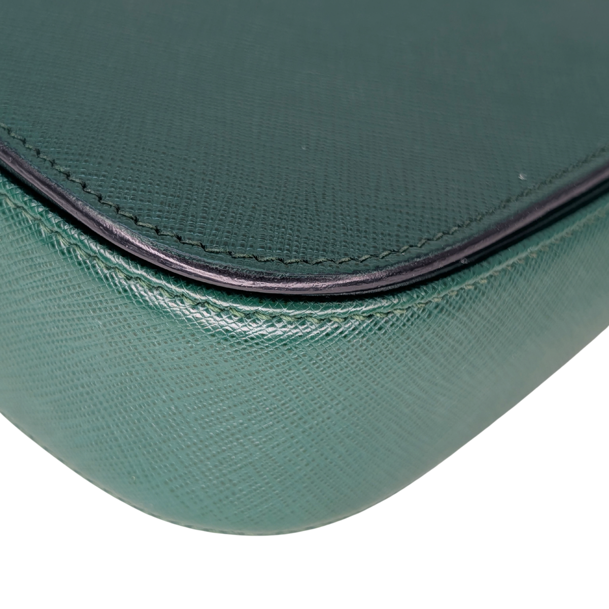 Prada Saffiano Lux Emblem Flap Shoulder Bag Green