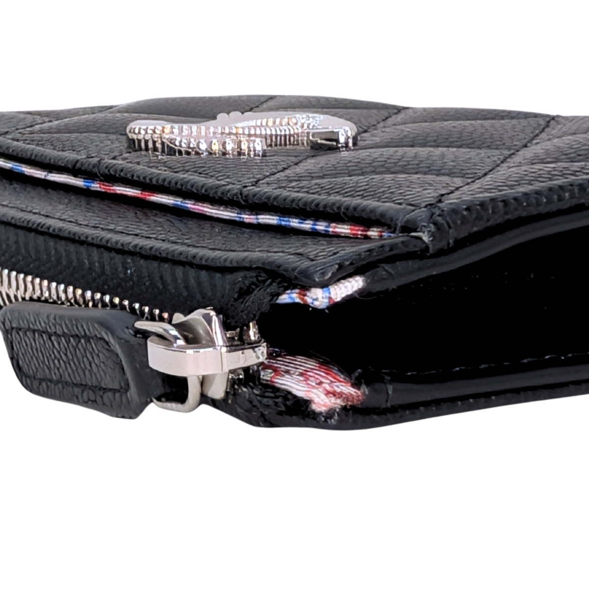 Chanel Logo Zip Around Wallet Black