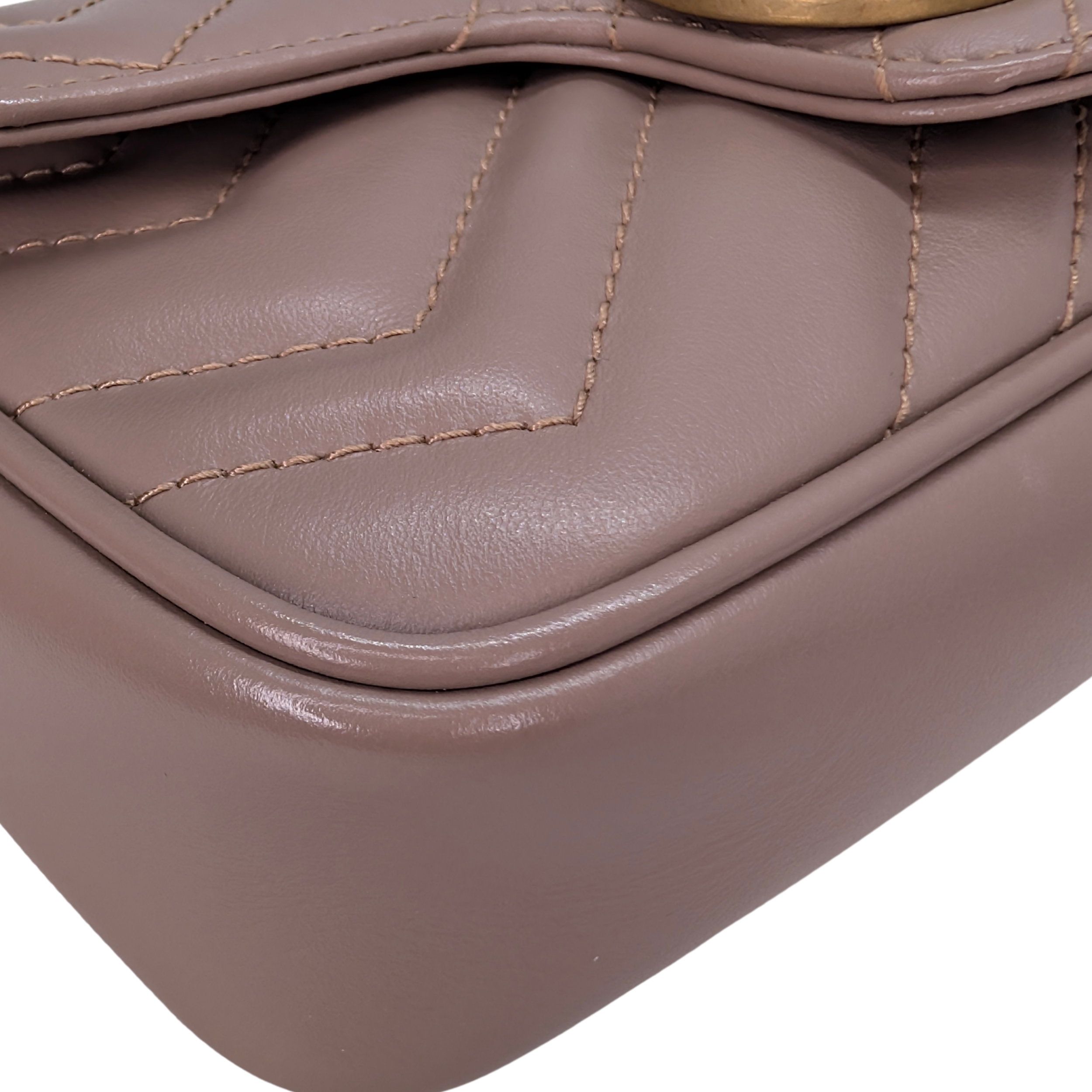 Gucci GG Marmont Matelasse Super Mini Shoulder Bag Taupe
