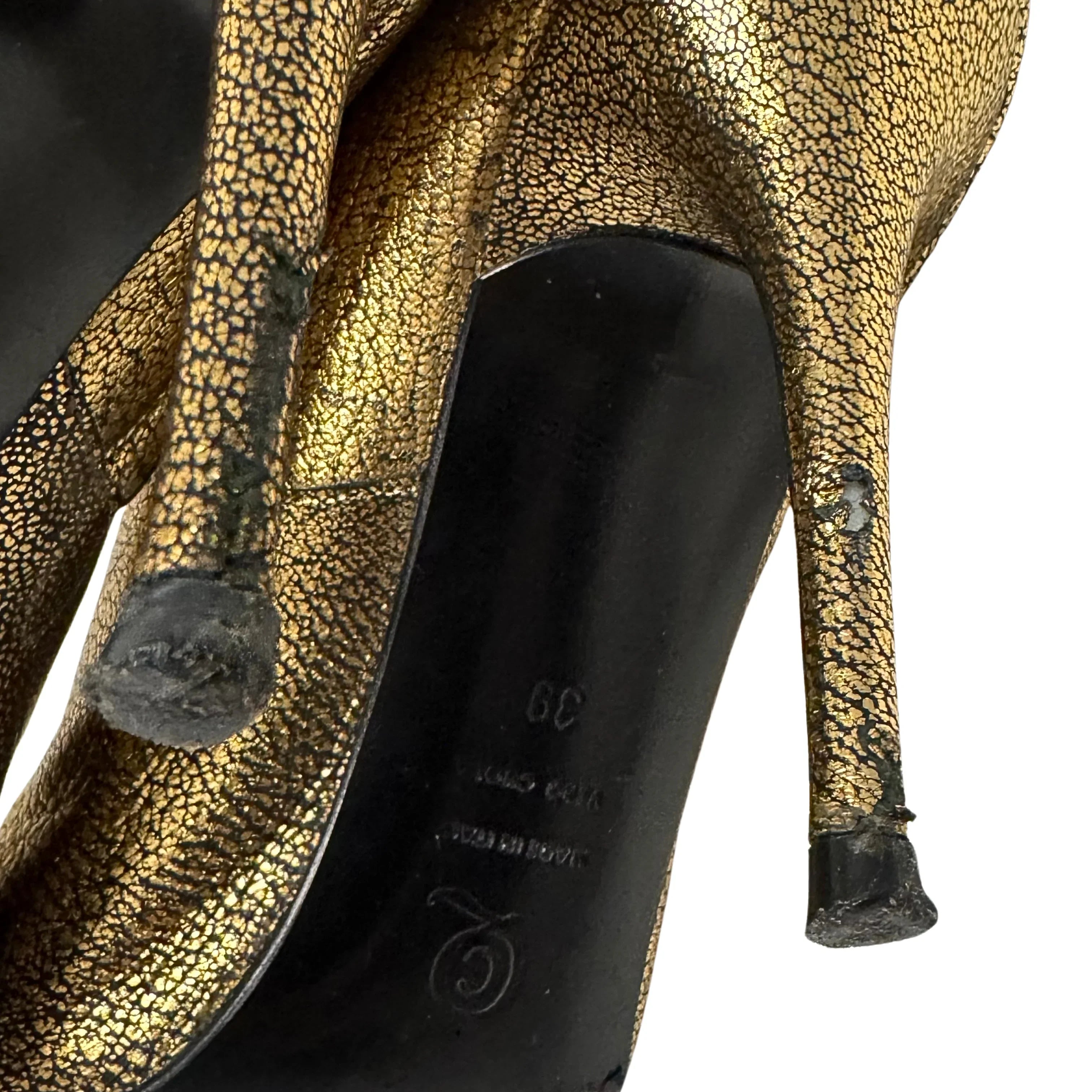 Alexander McQueen Metallic Gold Ankle Boots Booties size 39