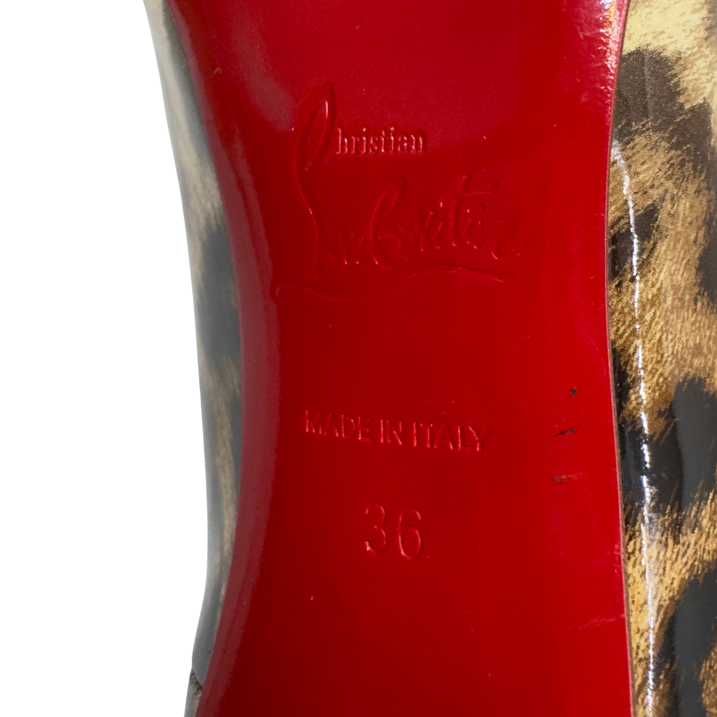 Christian Louboutin White Leopard Print So Kate Pumps 36