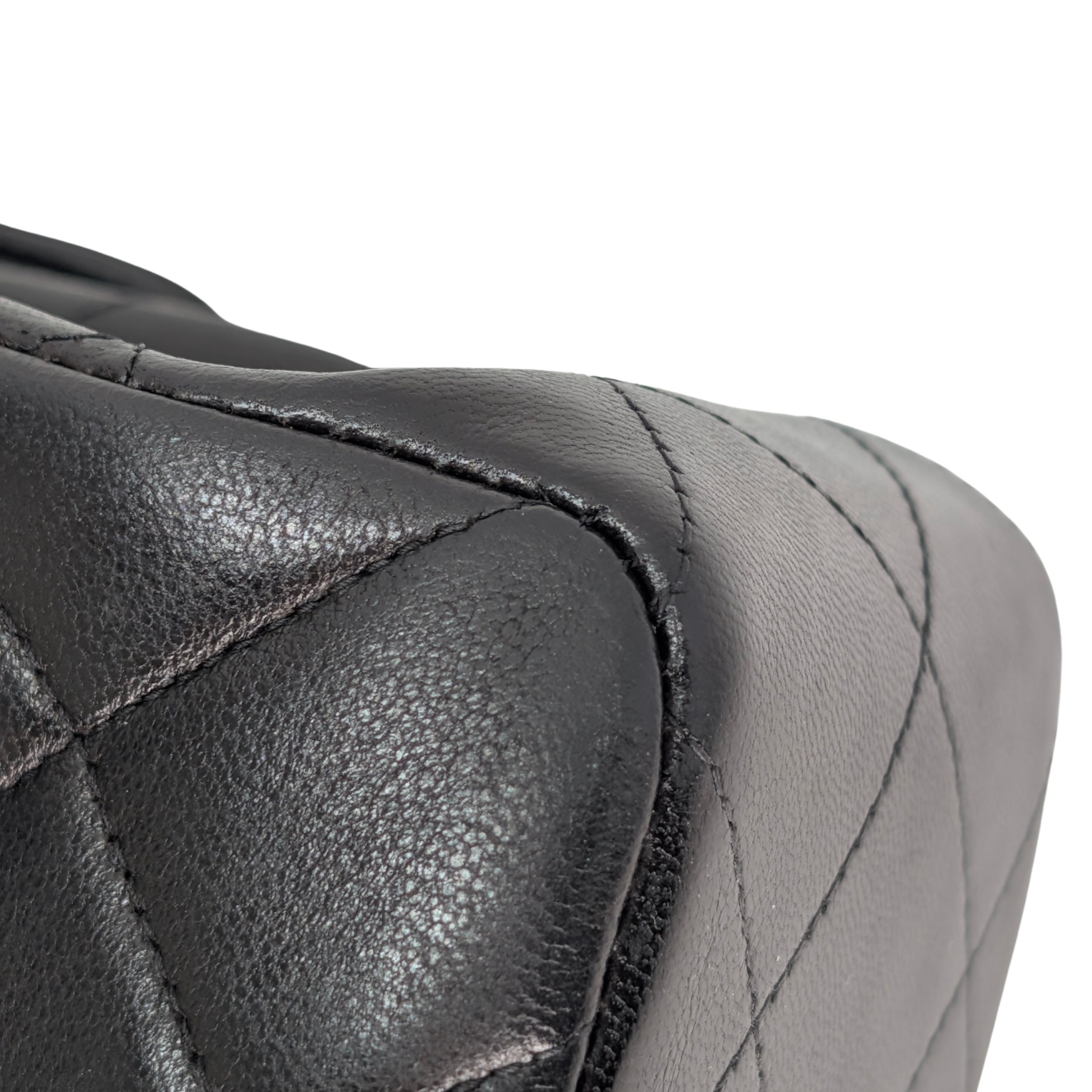 Chanel Lambskin Vintage Double Sided Classic Flap Handbag Black