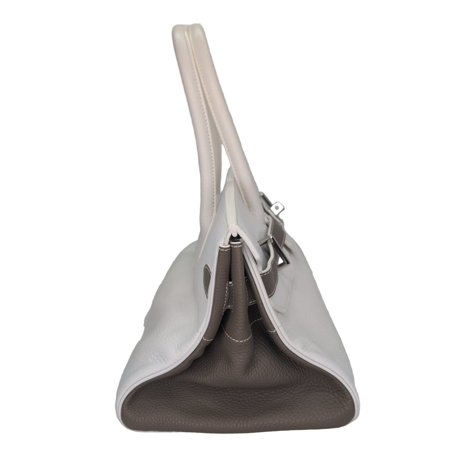 Hermès Birkin Shoulder 42 White Etoupe Clemence Palladium Hardware □J Stamp