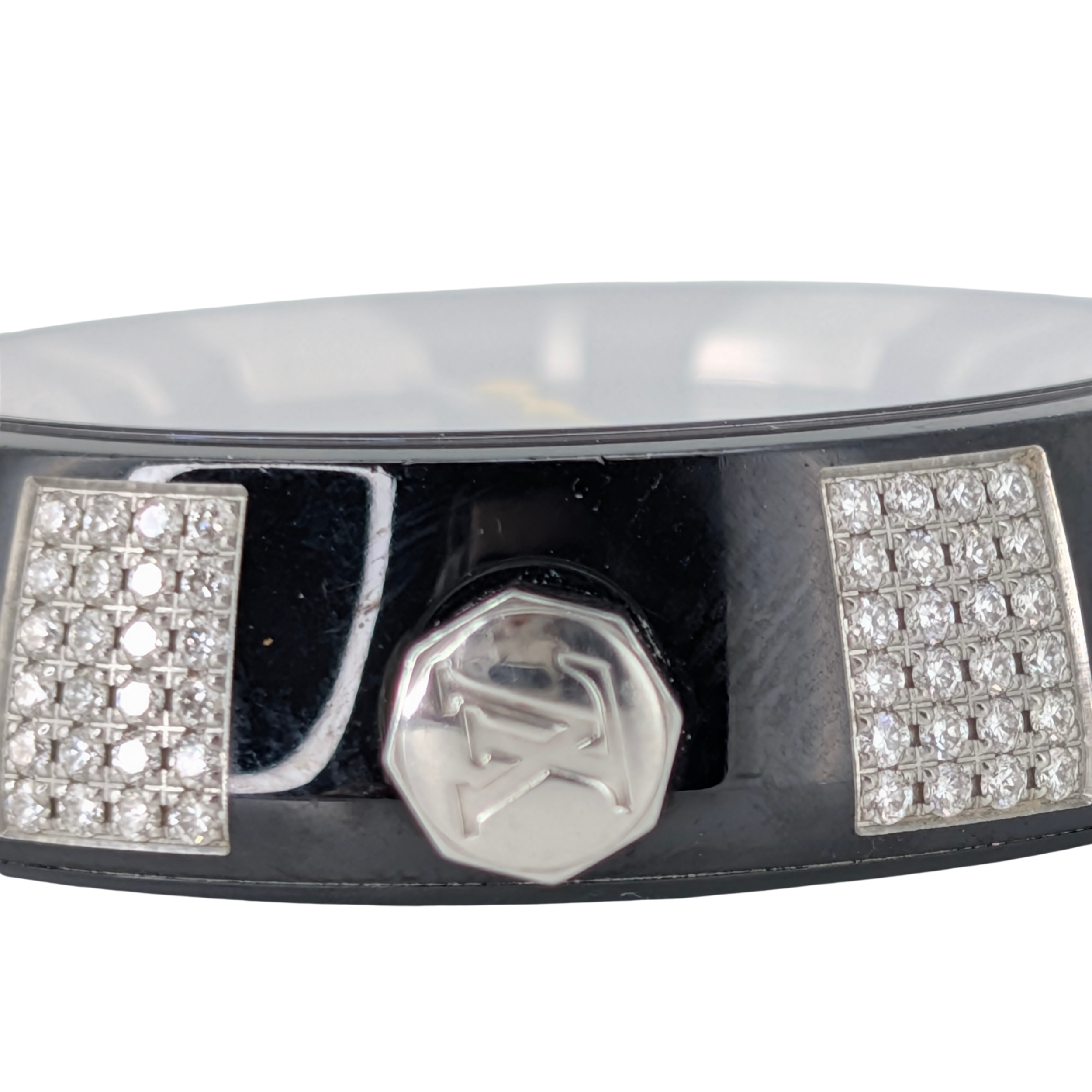 Louis Vuitton Tambour Q131Q Diamond Bezel & Dial Black Steel Watch