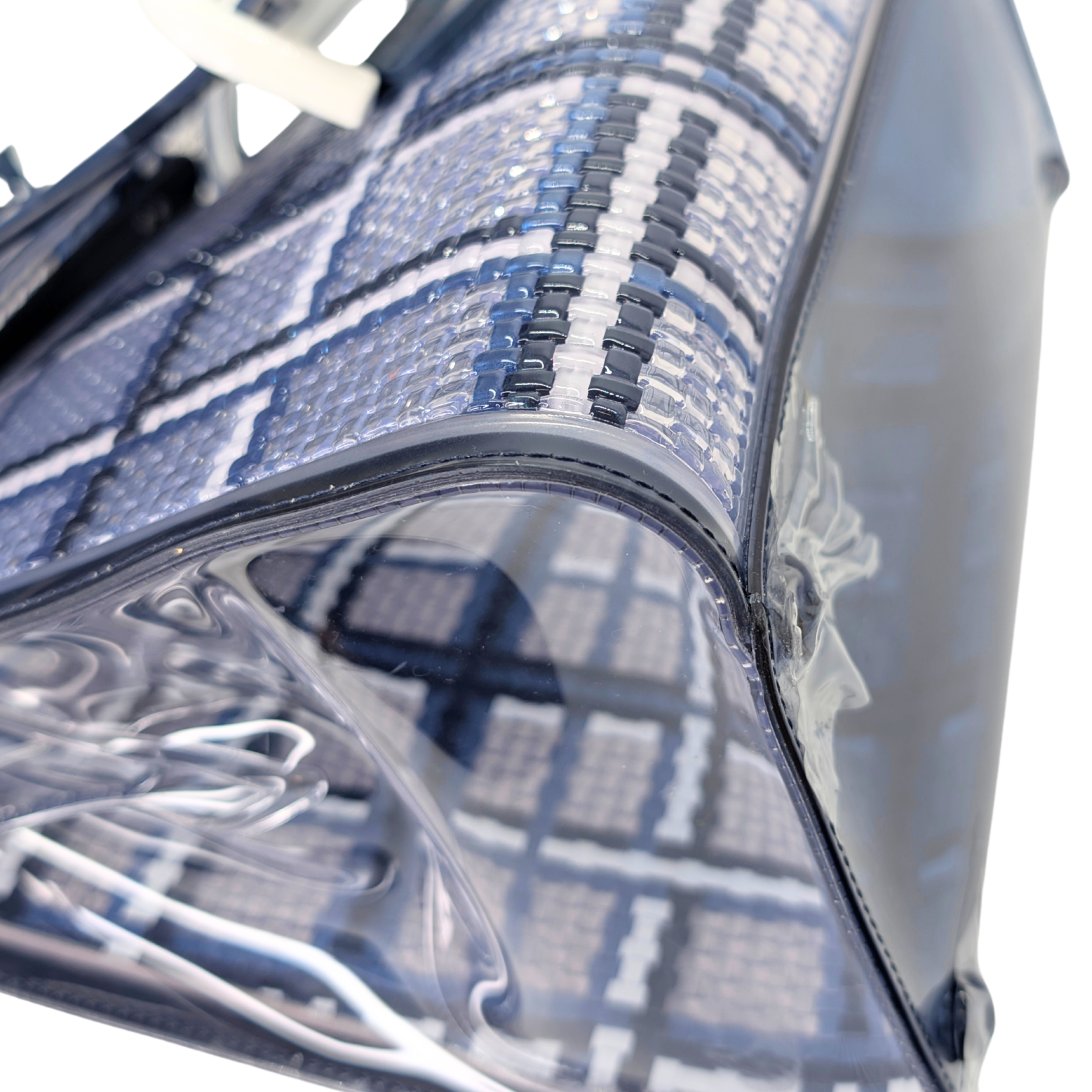 Delvaux Vinyl Gingham The Dreamer MM Brillant Satchel Bag Navy