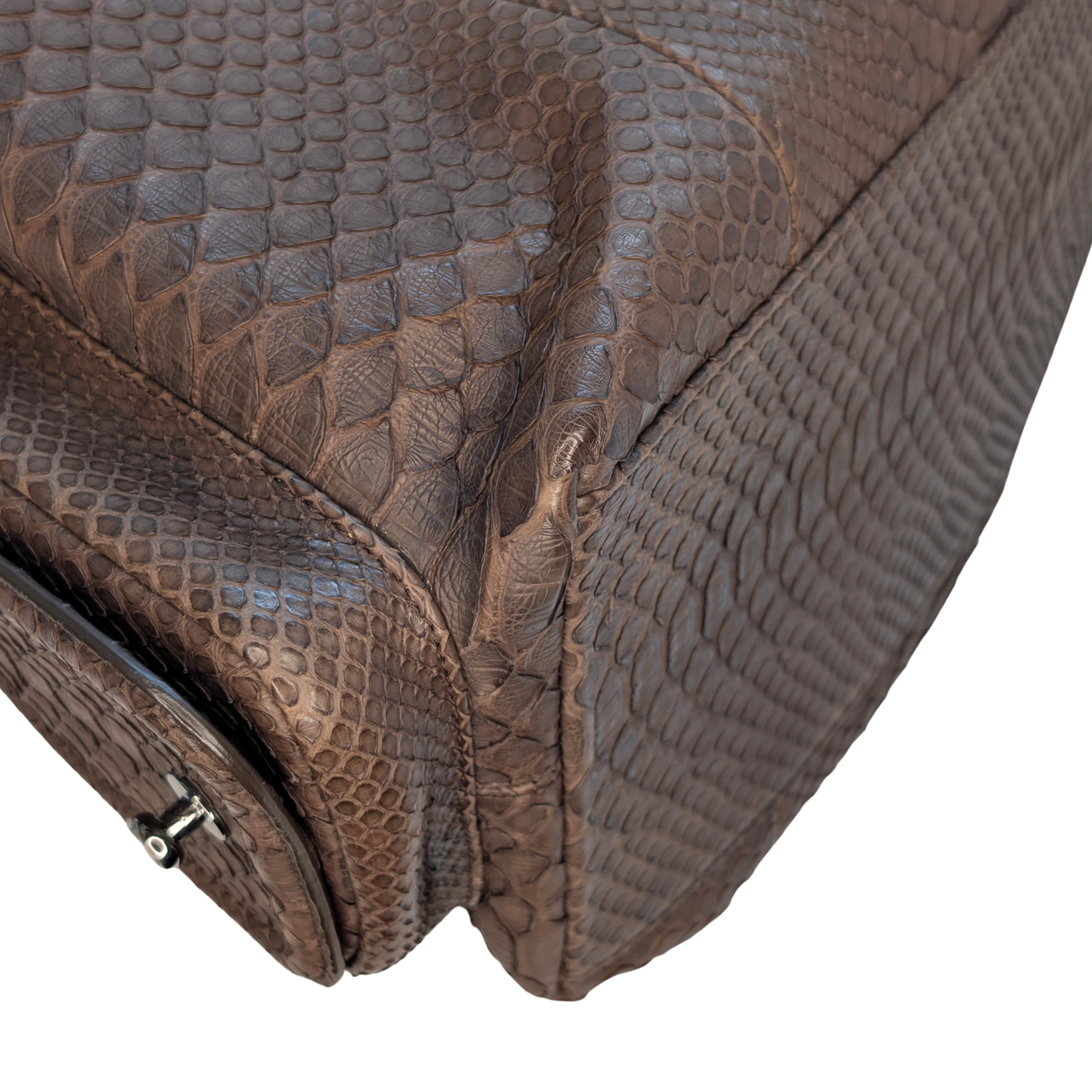 Bvlgari Limited Edition Brown Python Leather Chain Shoulder Bag